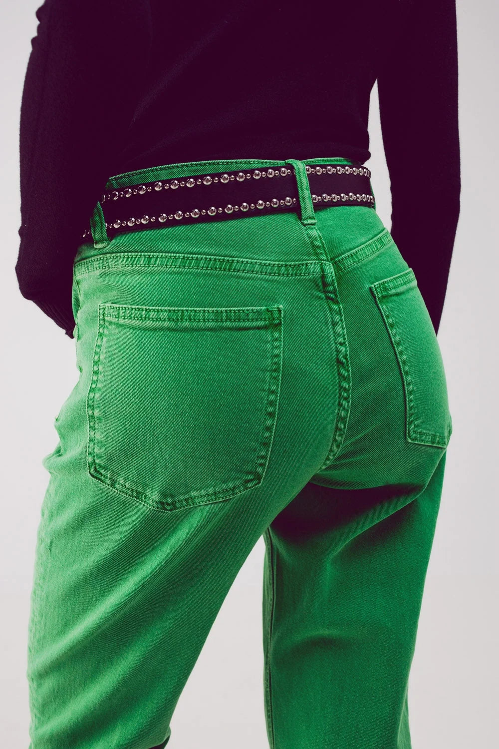 Cotton Mid Rise Slouchy Jean in Green LUNESCAPE