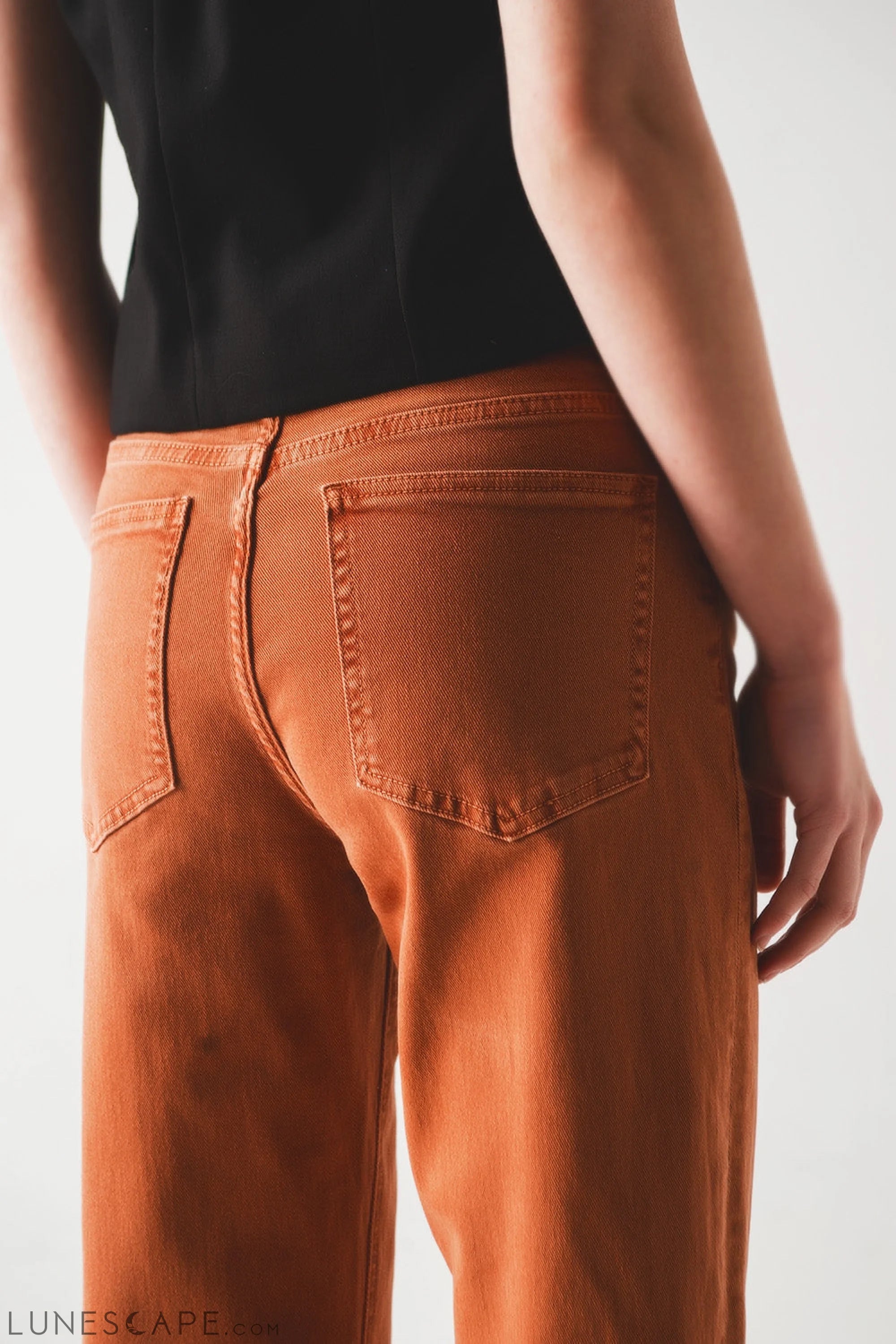 Cotton Mid Rise Slouchy Jean in Rust LUNESCAPE