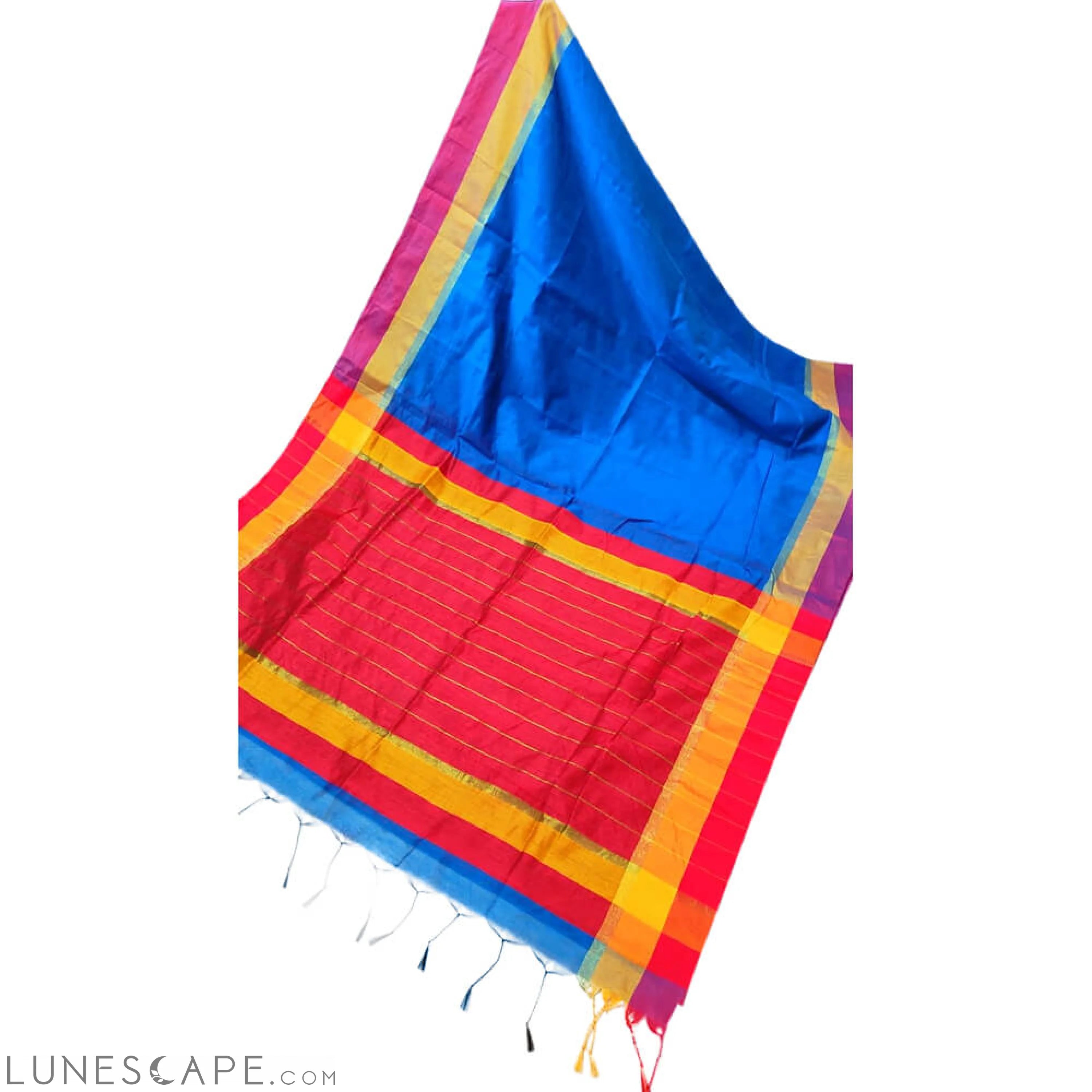 Cotton Silk Saree in Vibrant Color - Blue LUNESCAPE