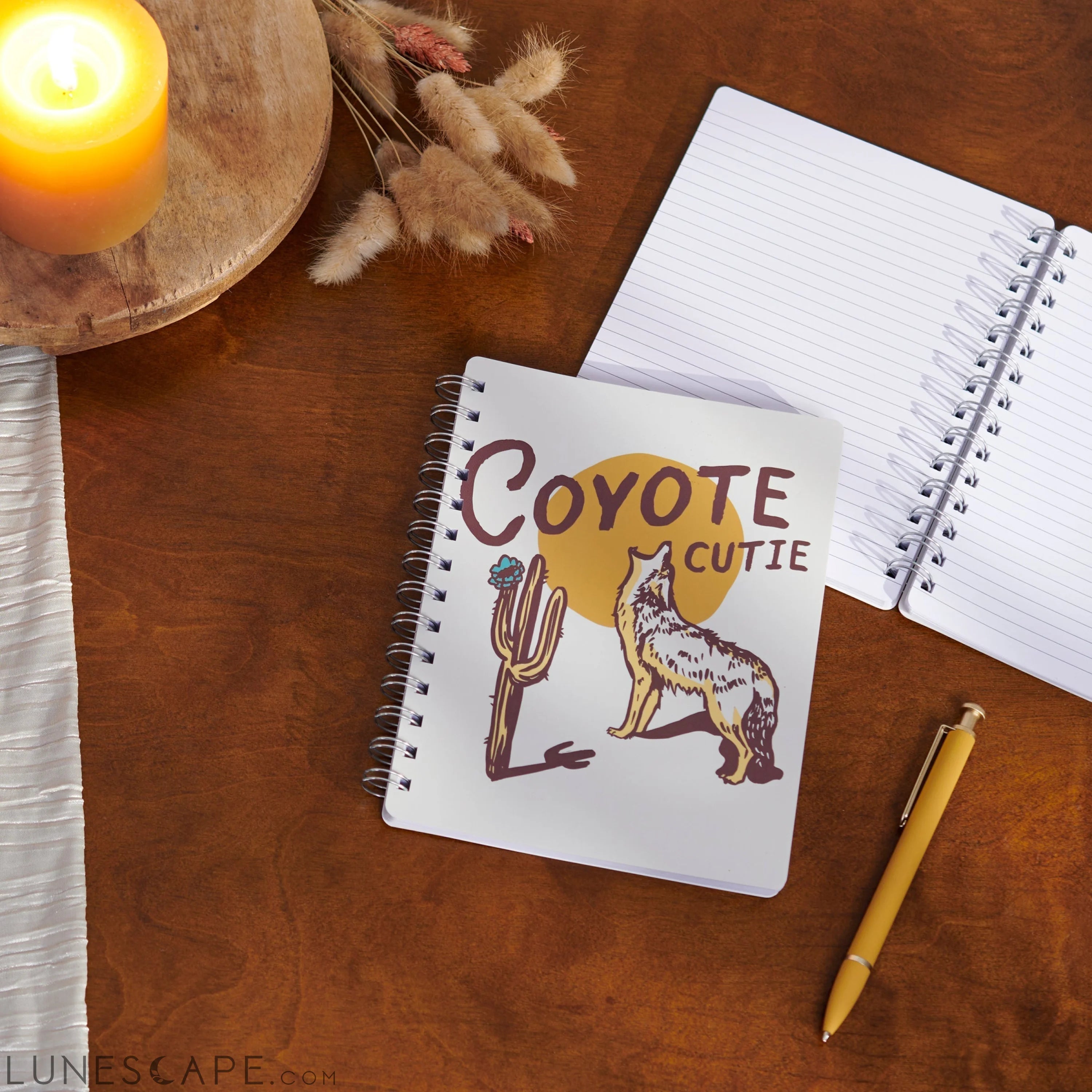Coyote Cutie Spiral Double-Sided Notebook | Howling Coyote Design LUNESCAPE