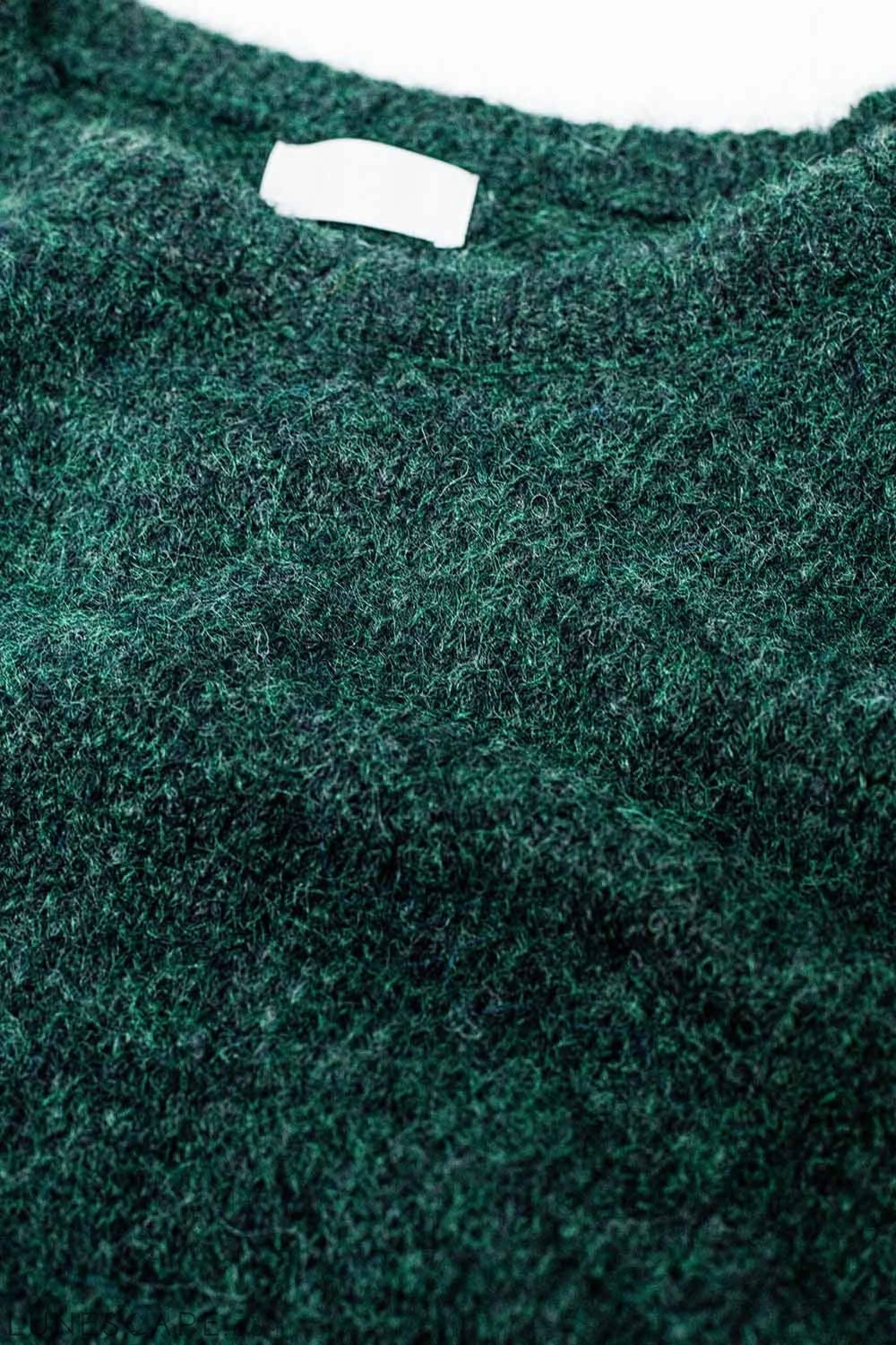 Cozy Balloon Sleeve Jumper in Emerald Green LUNESCAPE