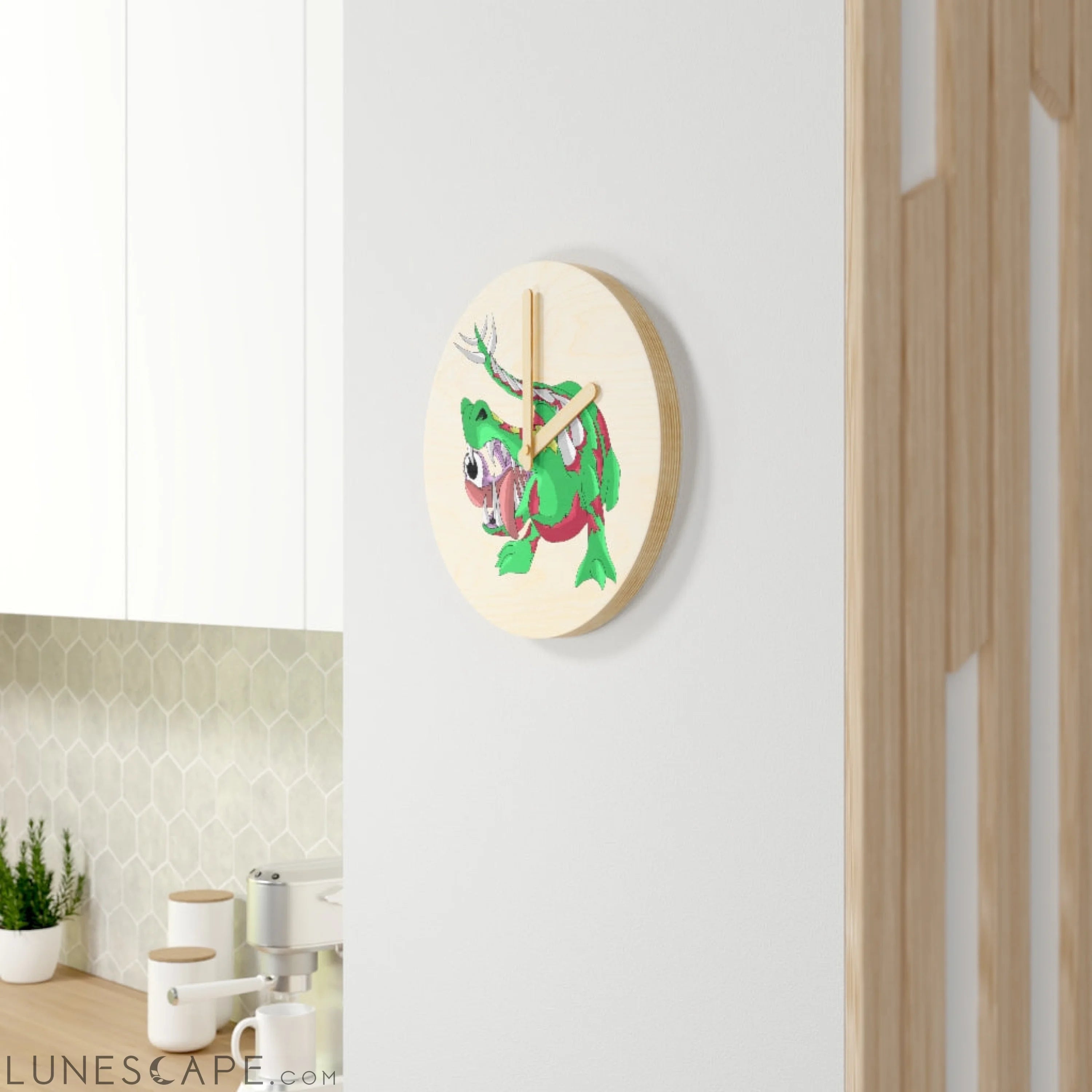 Crawnawsome Wooden Wall Clock LUNESCAPE