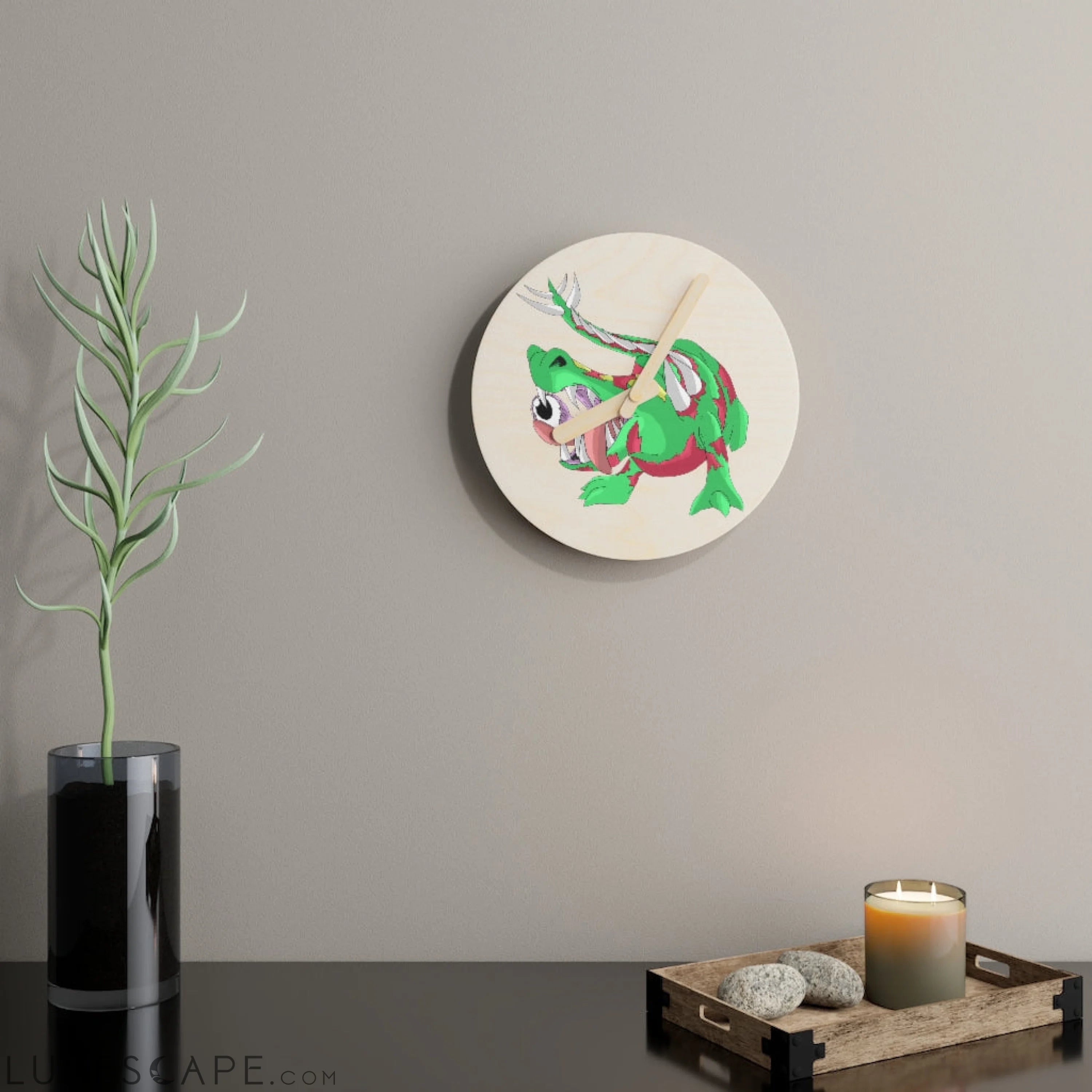 Crawnawsome Wooden Wall Clock LUNESCAPE