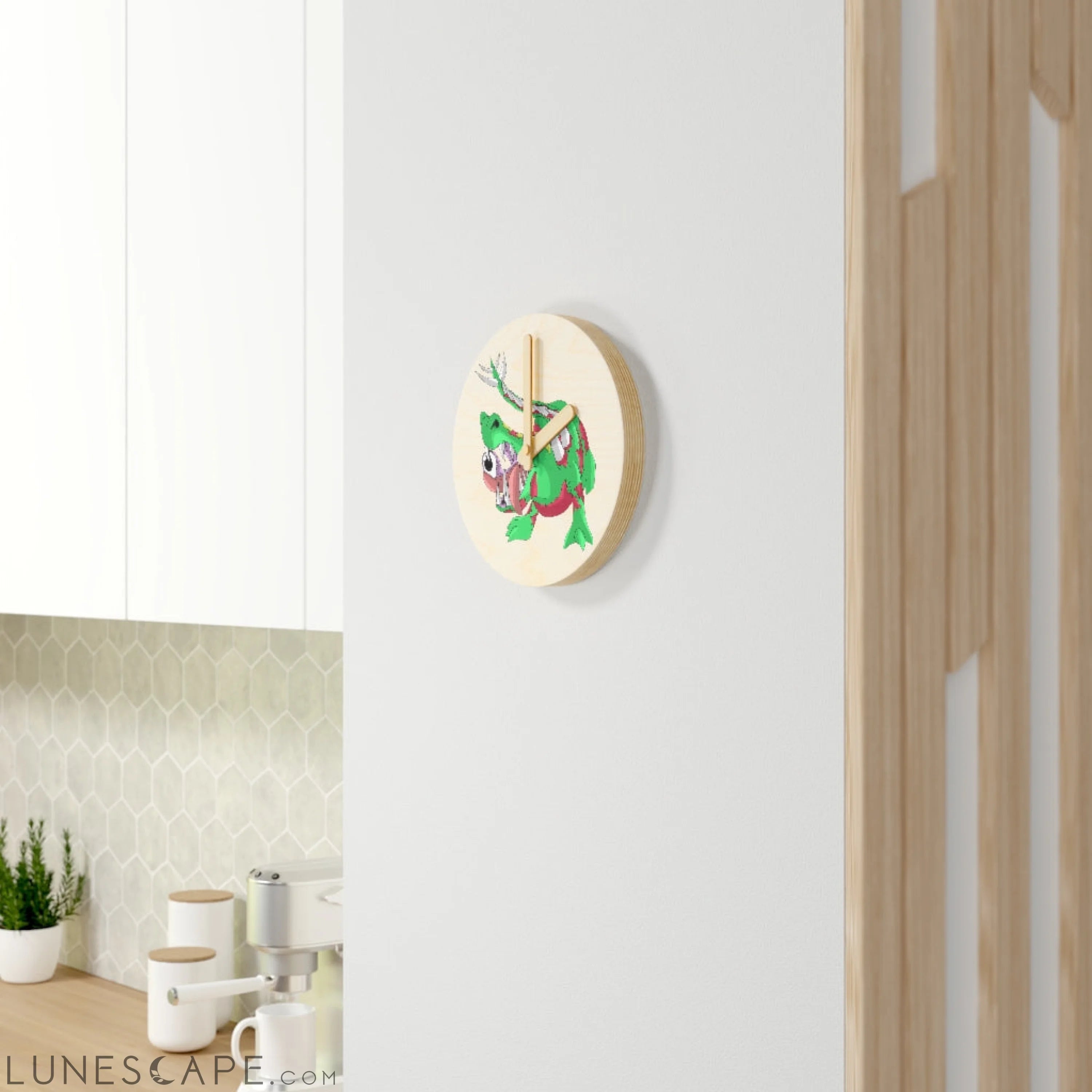 Crawnawsome Wooden Wall Clock LUNESCAPE