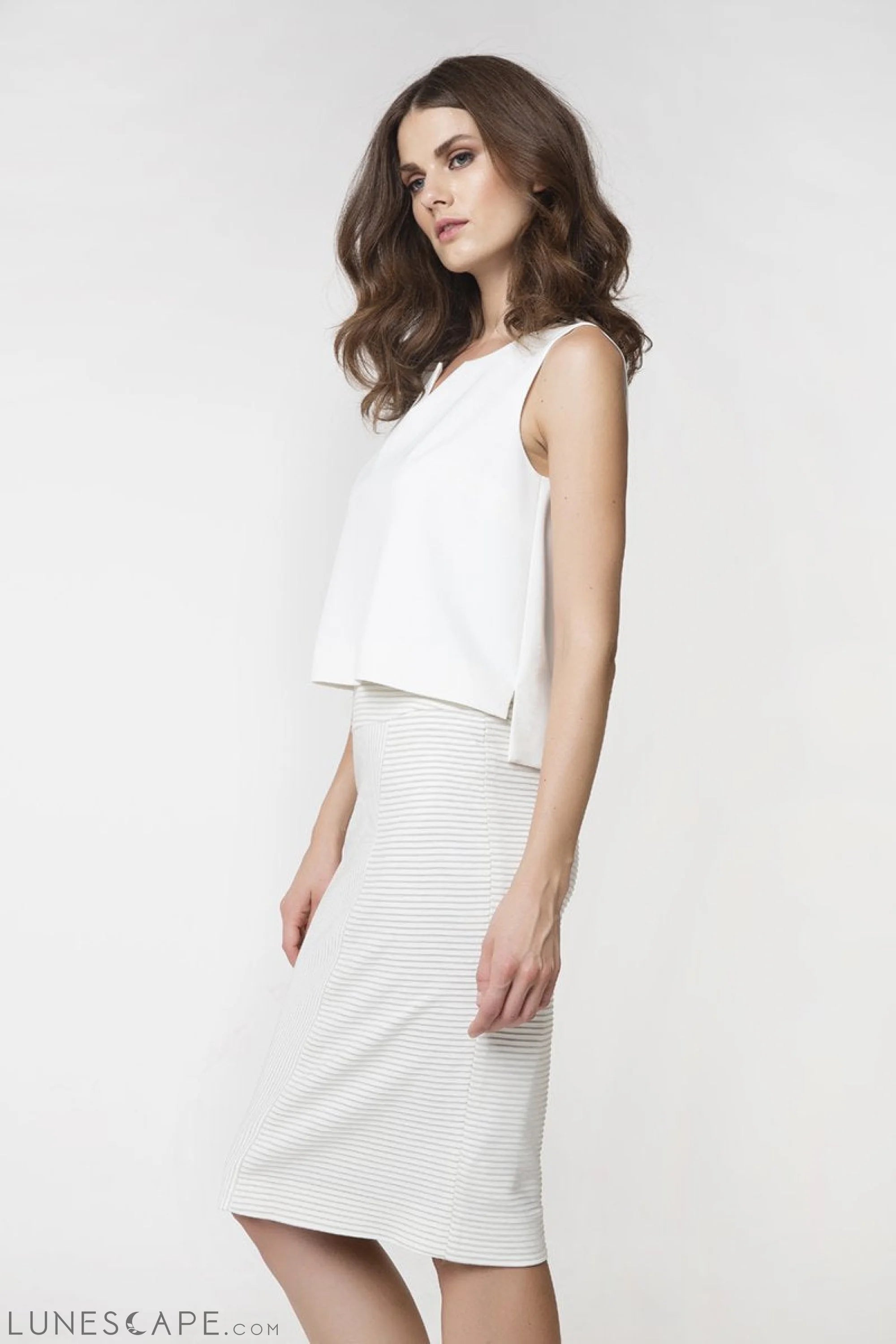 Cream Pencil Skirt LUNESCAPE