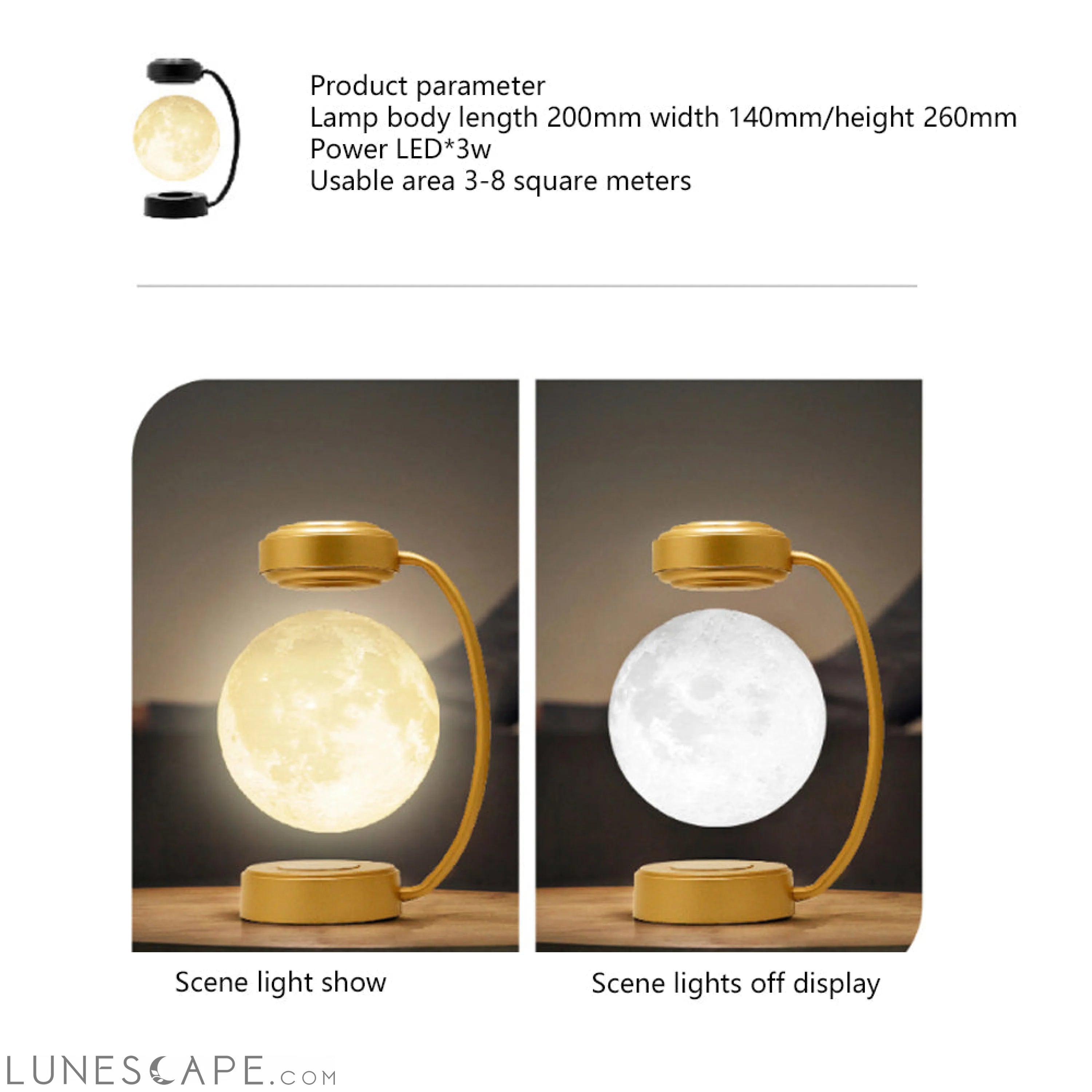 Creativity Magnetic Levitation Moon Lamp LED Rotating Dangling Lamp LUNESCAPE