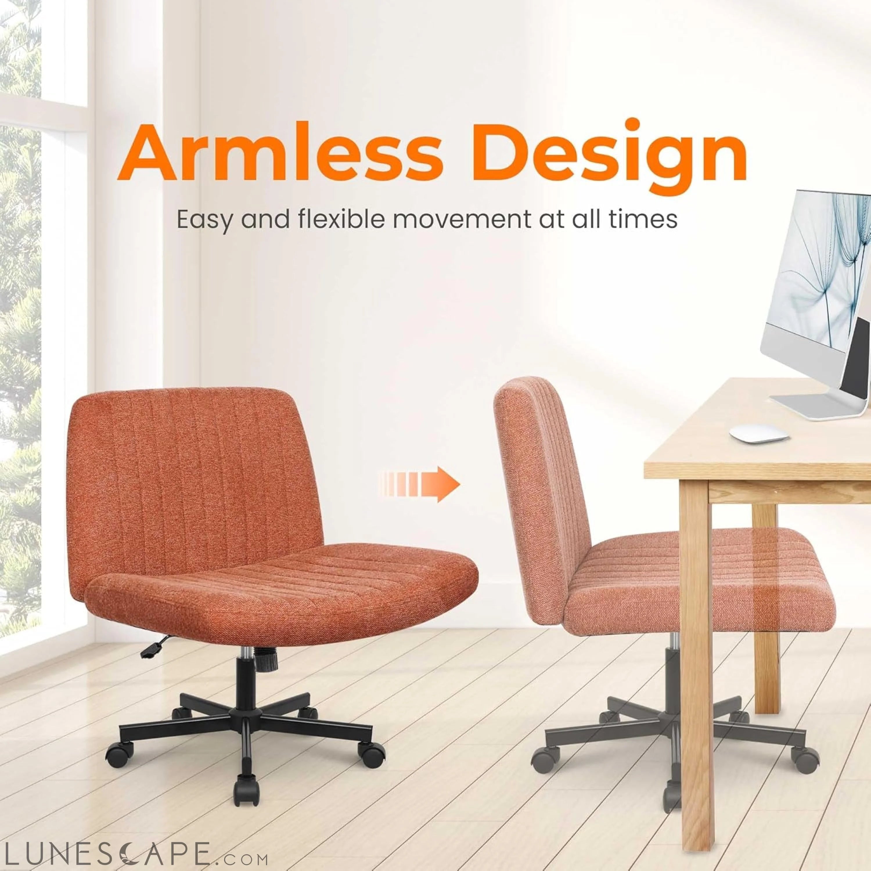 Criss Cross Chair, Armless Legged Office Desk Chair, with Wheels LUNESCAPE