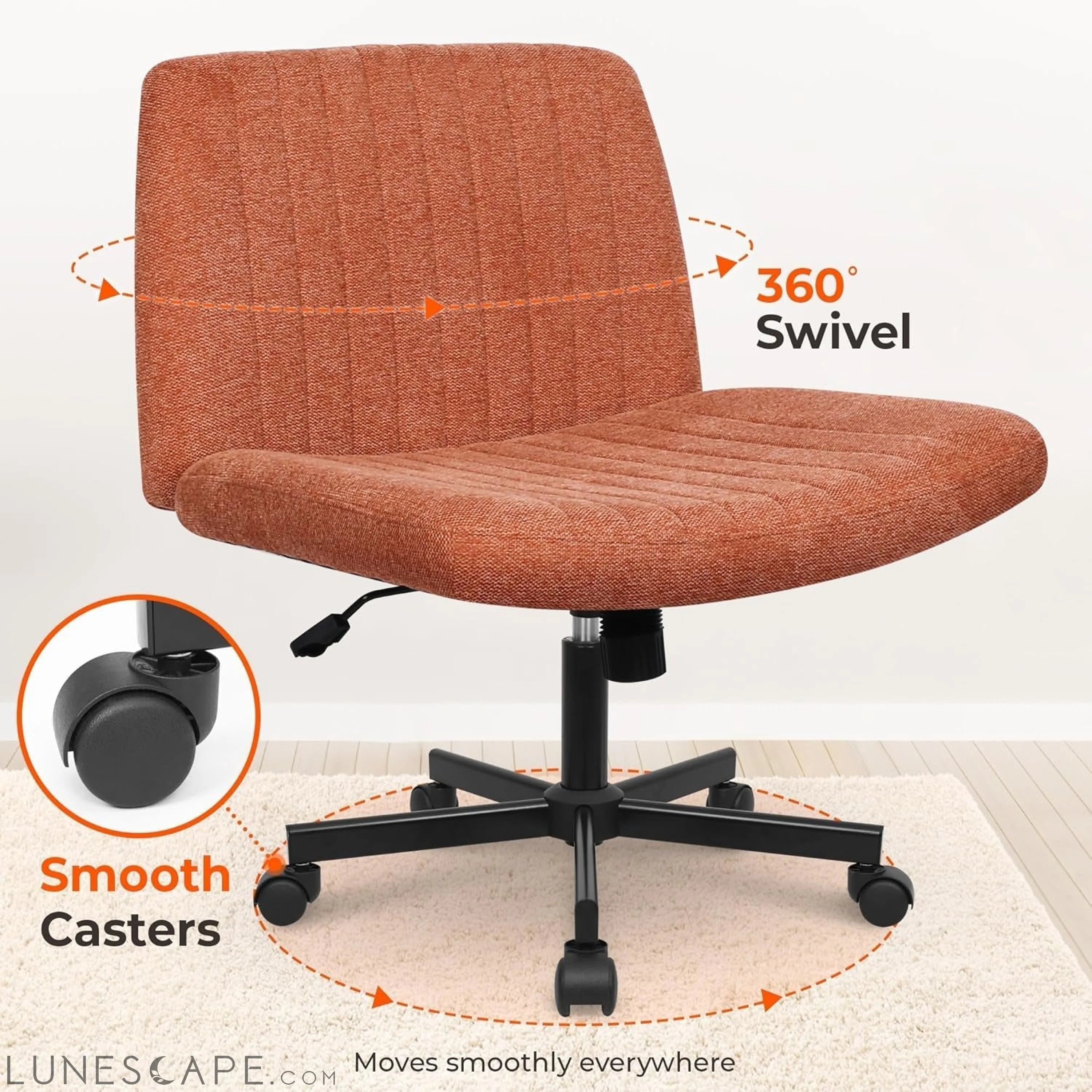 Criss Cross Chair, Armless Legged Office Desk Chair, with Wheels LUNESCAPE