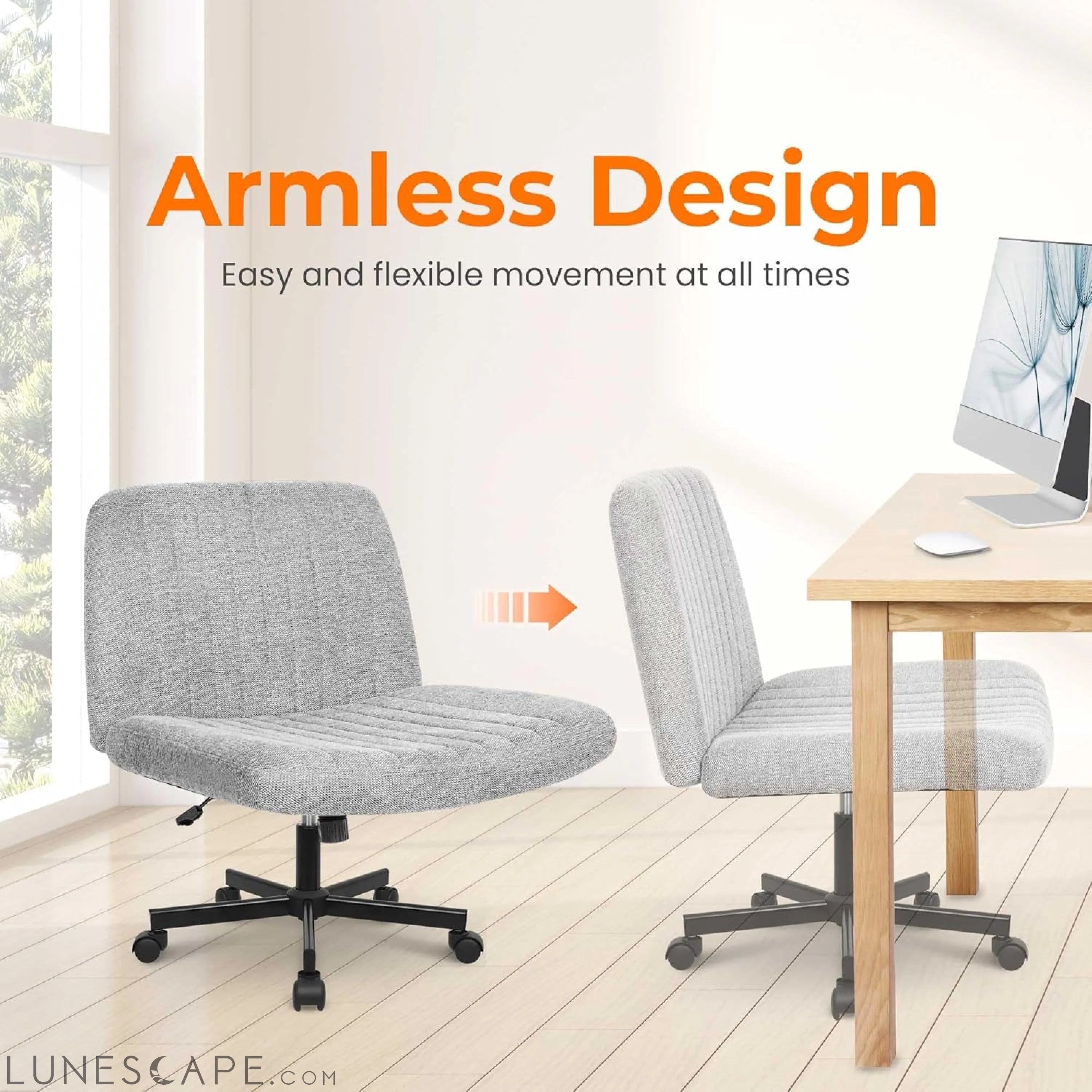 Criss Cross Chair, Armless Legged Office Desk Chair, with Wheels LUNESCAPE