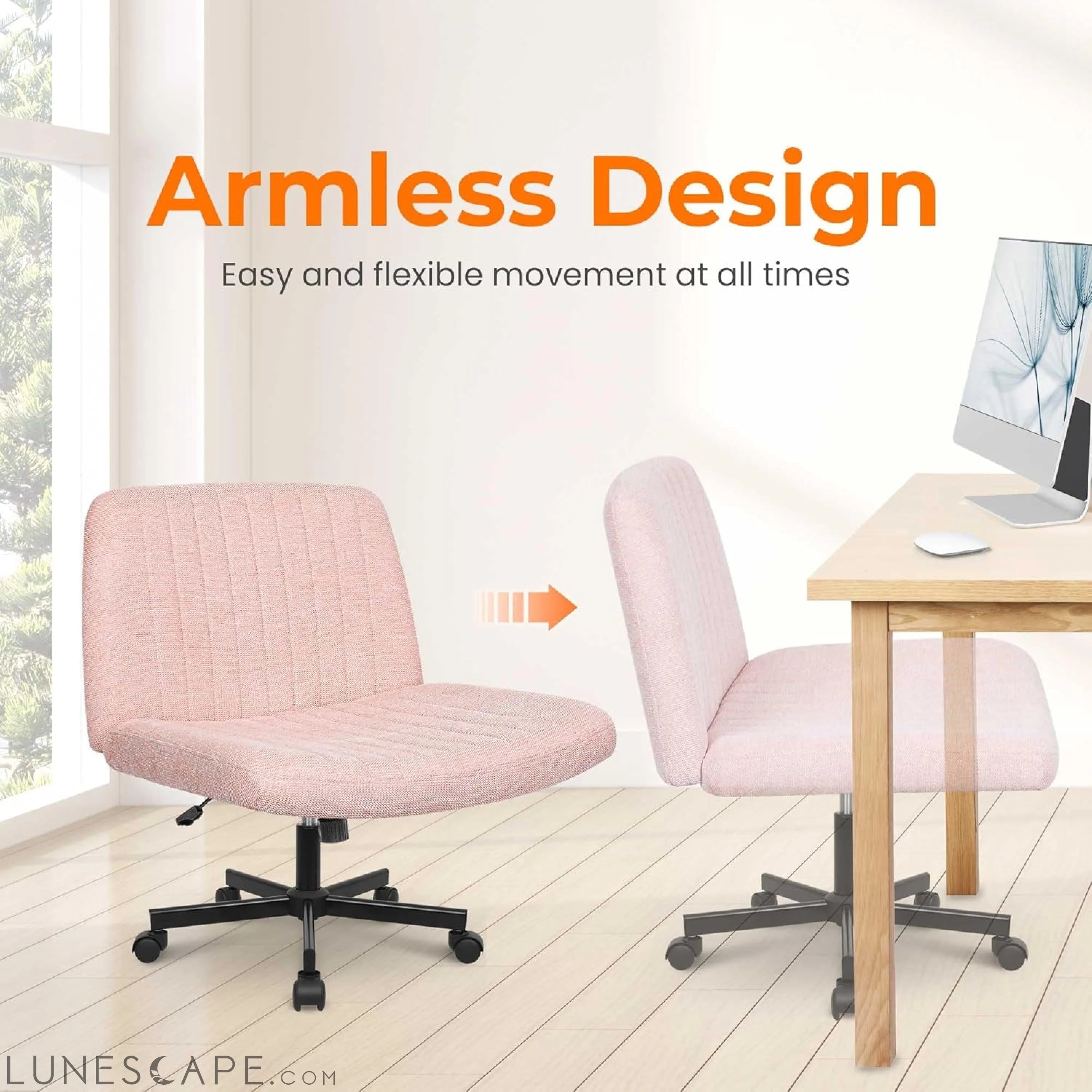 Criss Cross Chair, Armless Legged Office Desk Chair, with Wheels LUNESCAPE