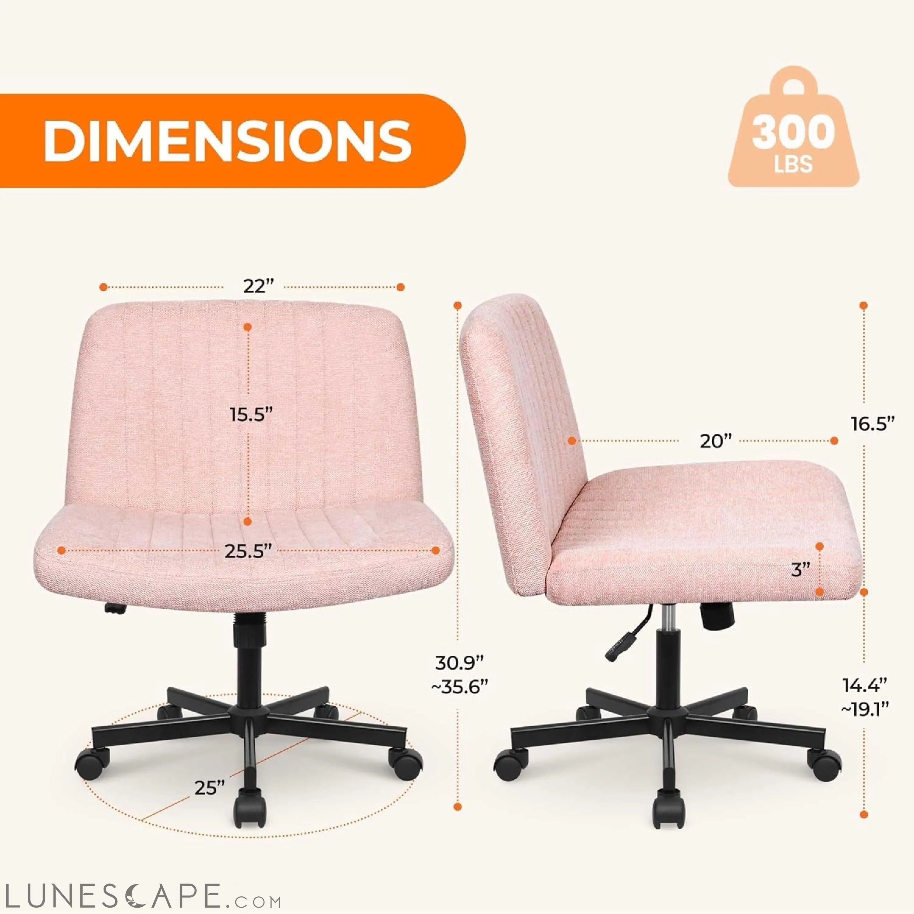 Criss Cross Chair, Armless Legged Office Desk Chair, with Wheels LUNESCAPE