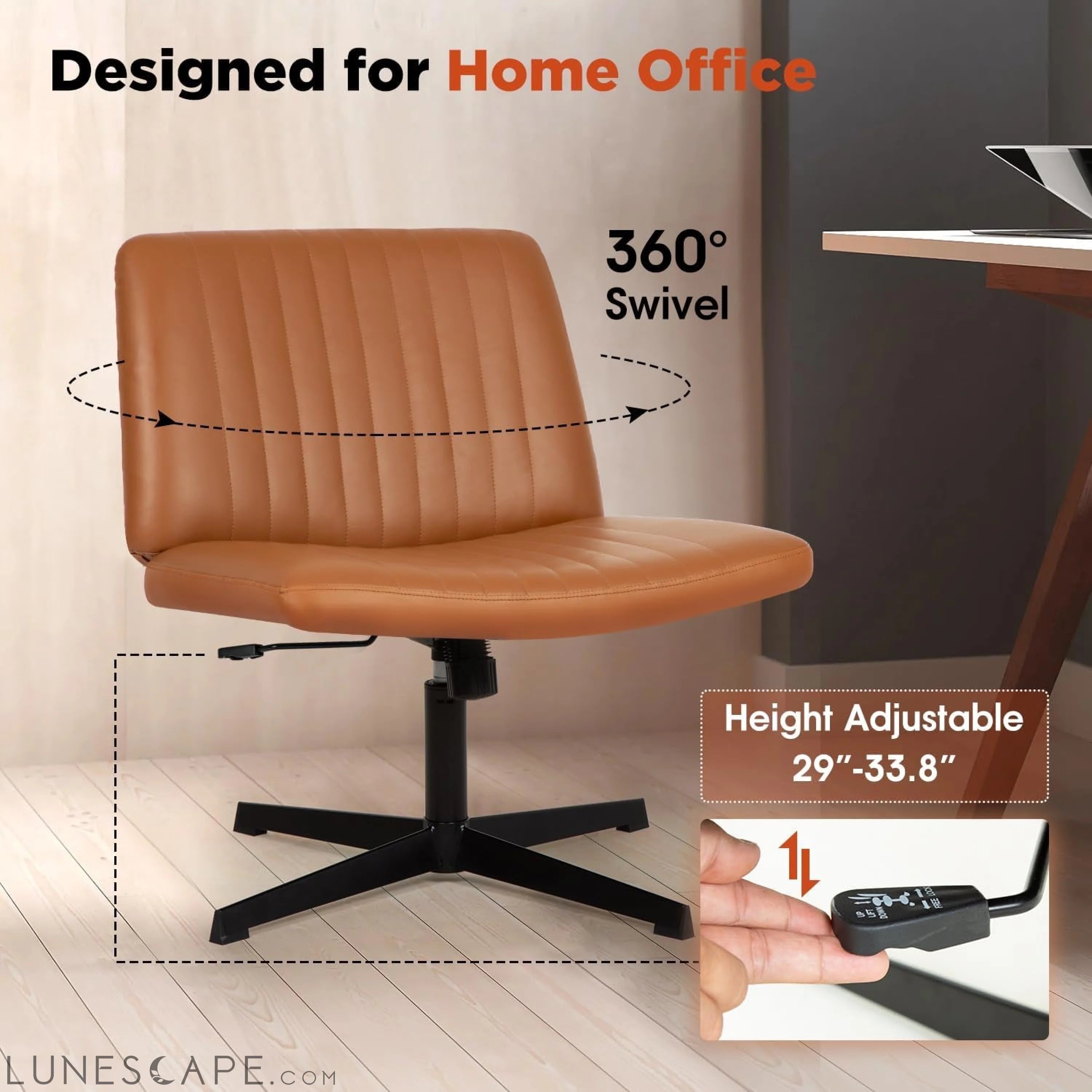 Criss Cross Chair,Armless Cross Legged Office Chair,Wide Comfty Desk LUNESCAPE