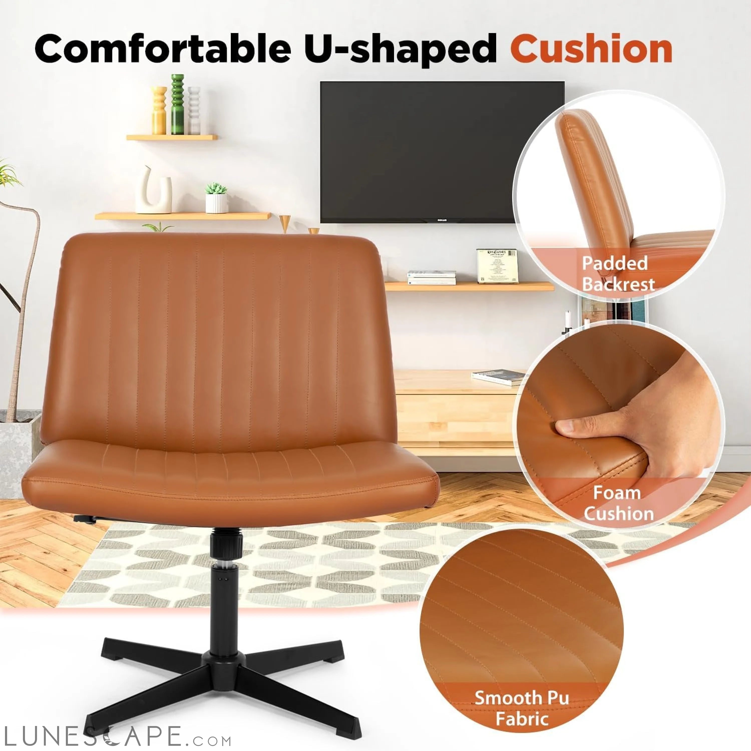 Criss Cross Chair,Armless Cross Legged Office Chair,Wide Comfty Desk LUNESCAPE