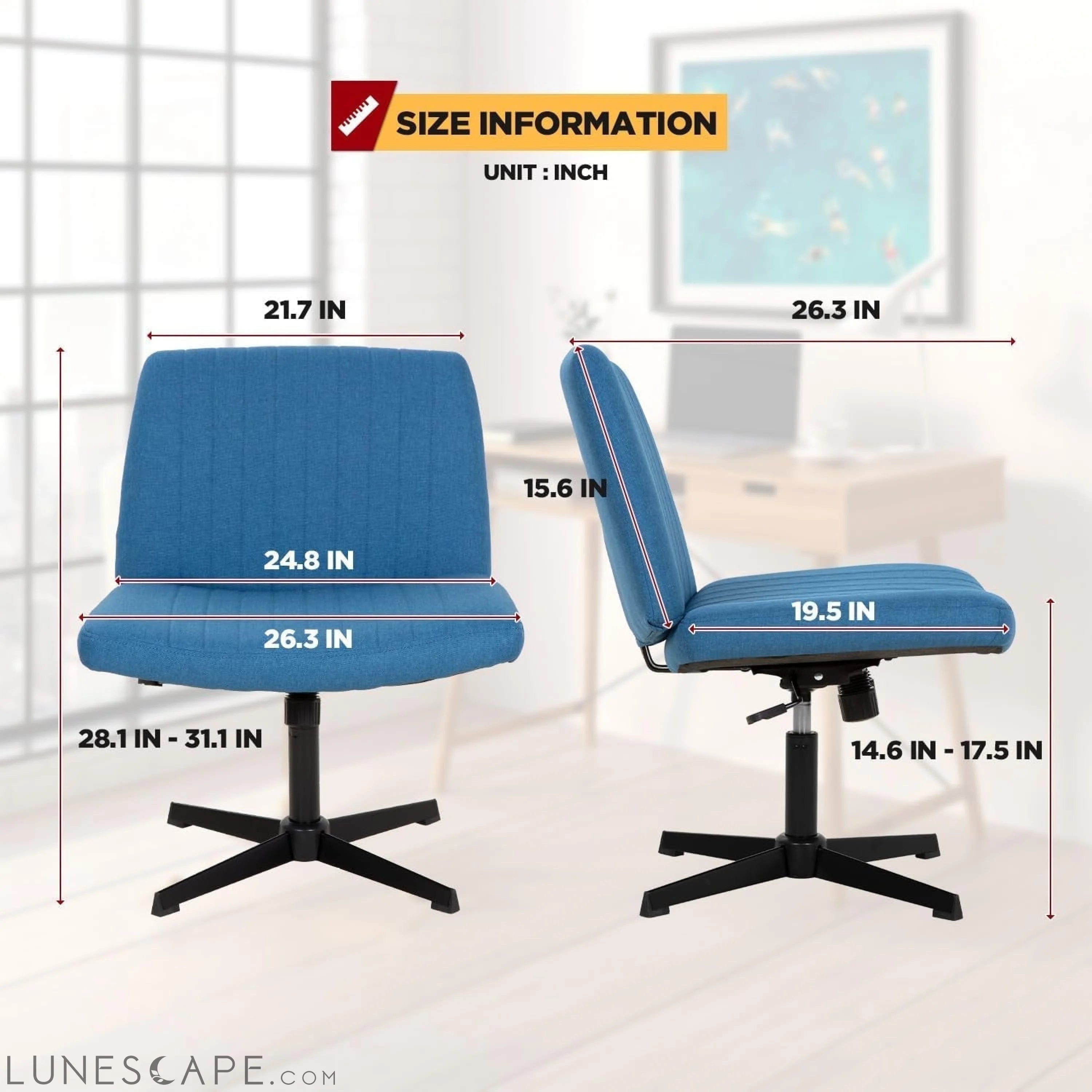 Criss Cross Chair,Armless Cross Legged Office Chair,Wide Comfty Desk LUNESCAPE