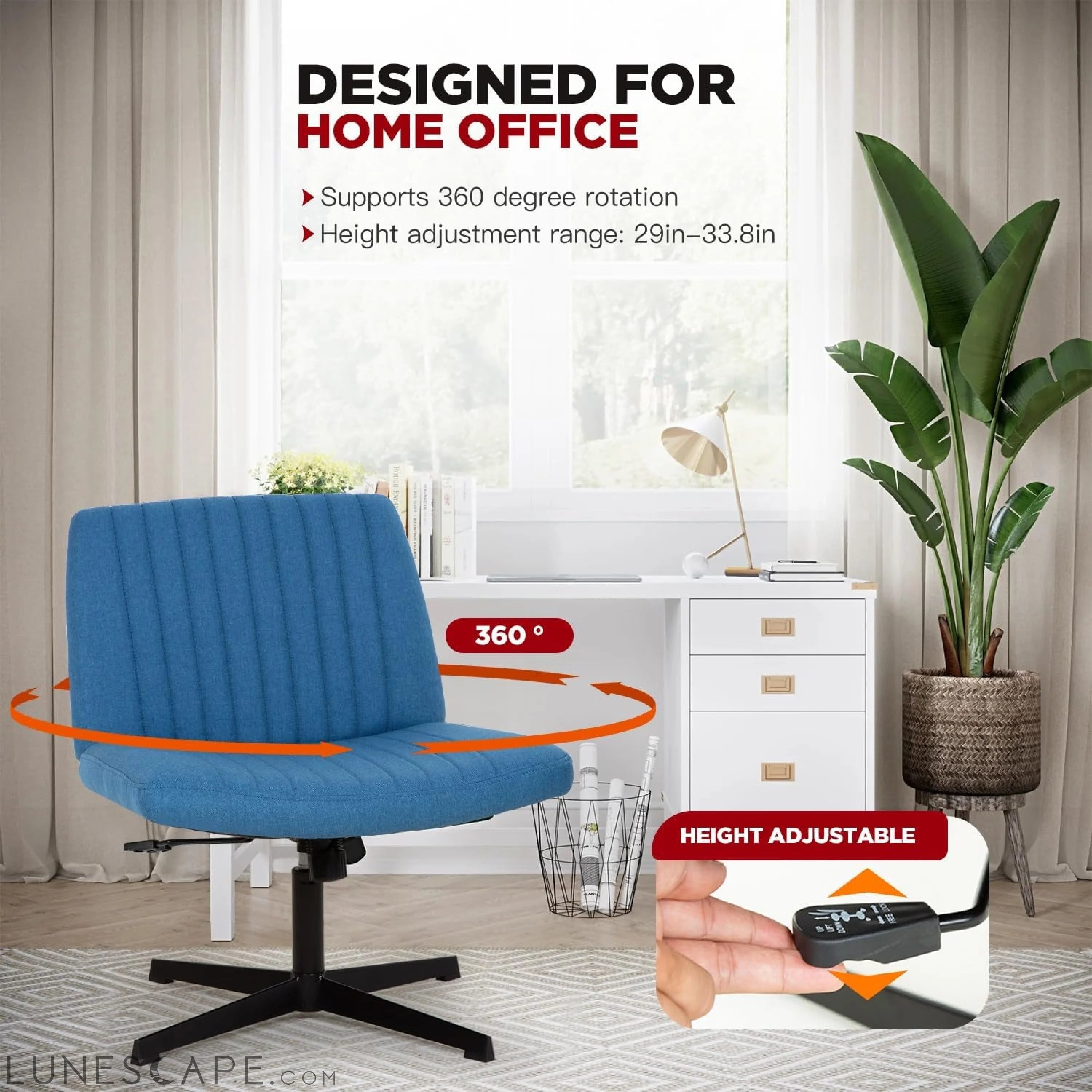 Criss Cross Chair,Armless Cross Legged Office Chair,Wide Comfty Desk LUNESCAPE