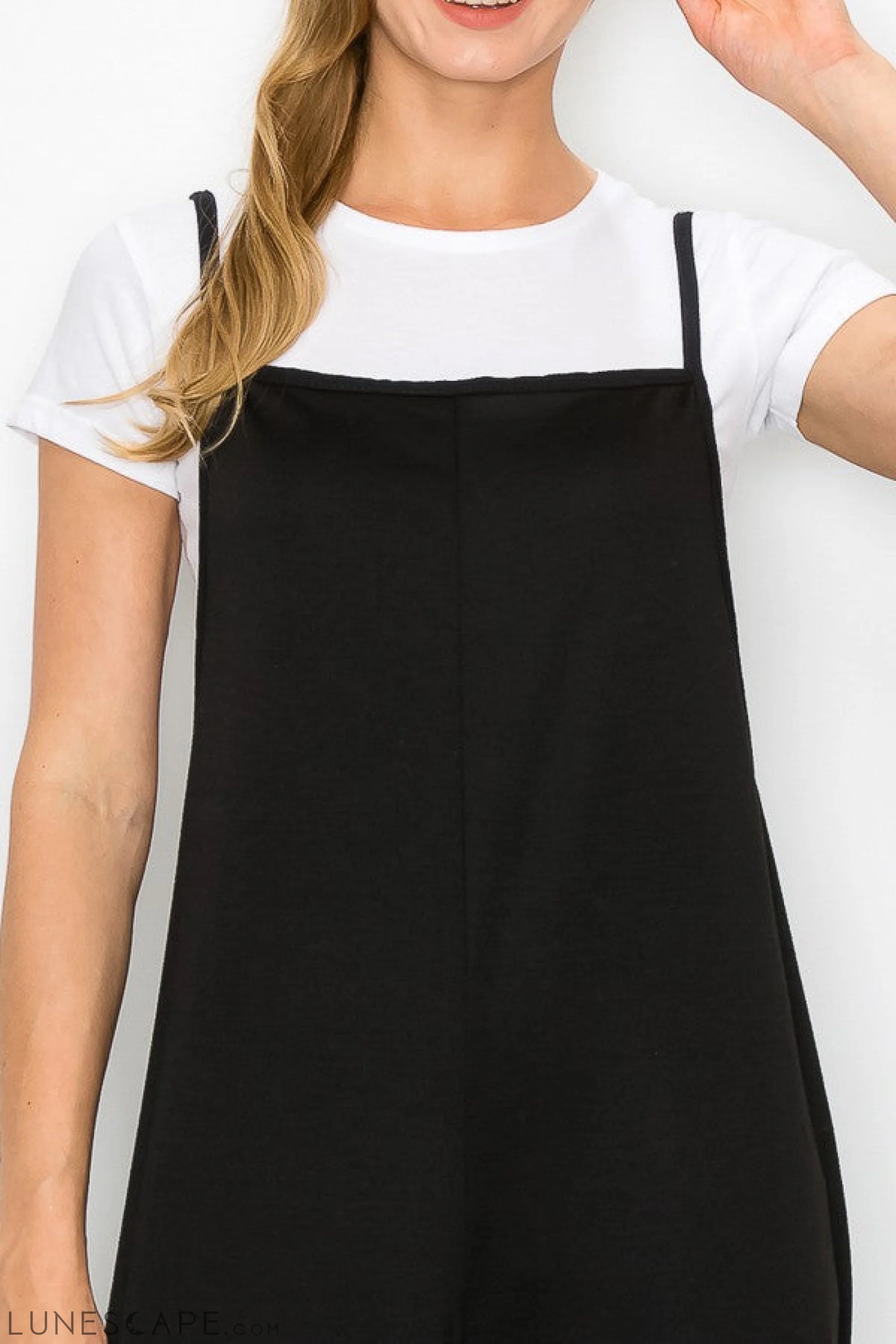 Cropped Bottom Wide Leg Oversized Jumpsuit - Black LUNESCAPE