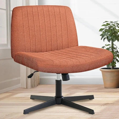 Cross Legged Office Desk Chair No Wheels Fabric Padded Modern Swivel LUNESCAPE
