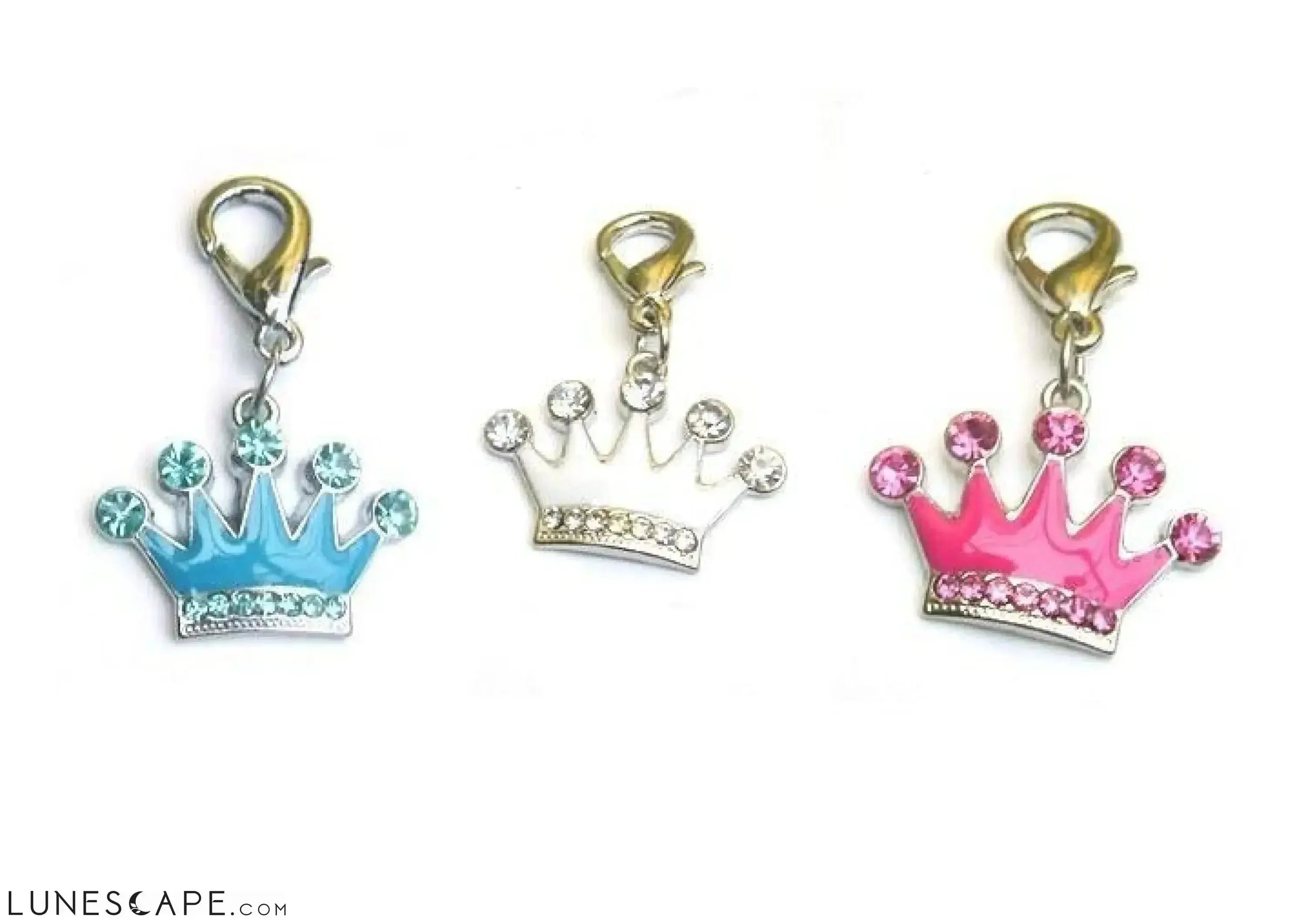 Crown Crystal & Enamel Pet Dog Cat Charms LUNESCAPE