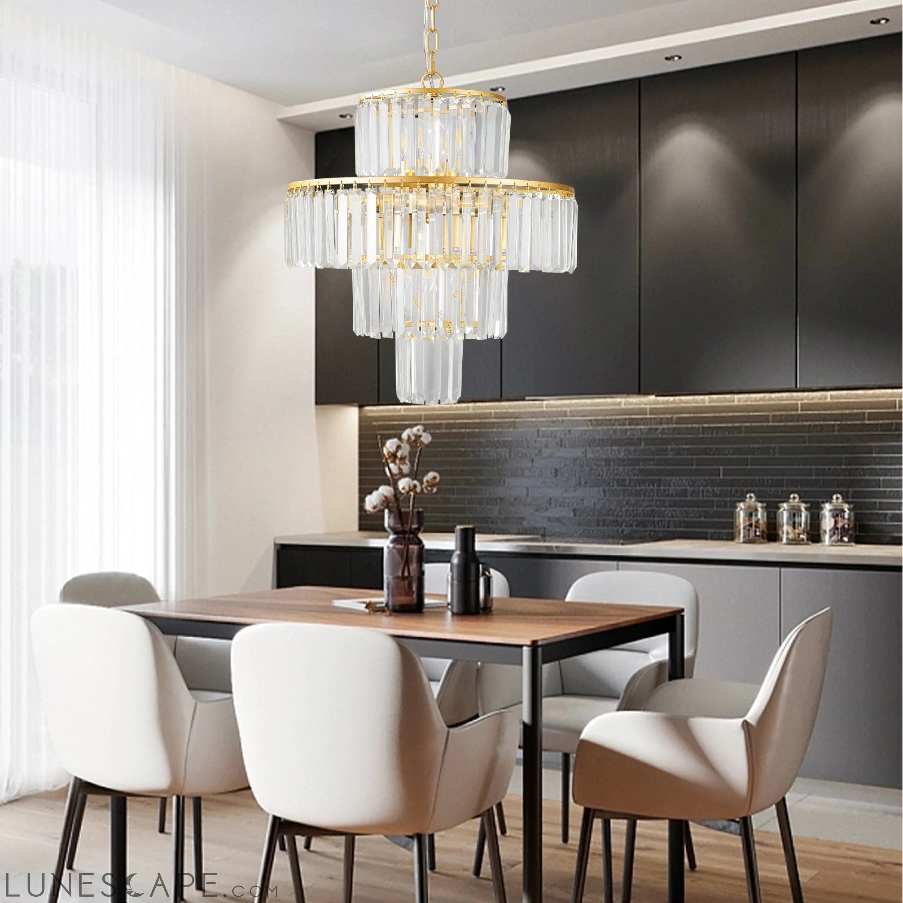 Crystal Chandelier Modern Chandeliers Lights Fixture Hanging Pendant LUNESCAPE