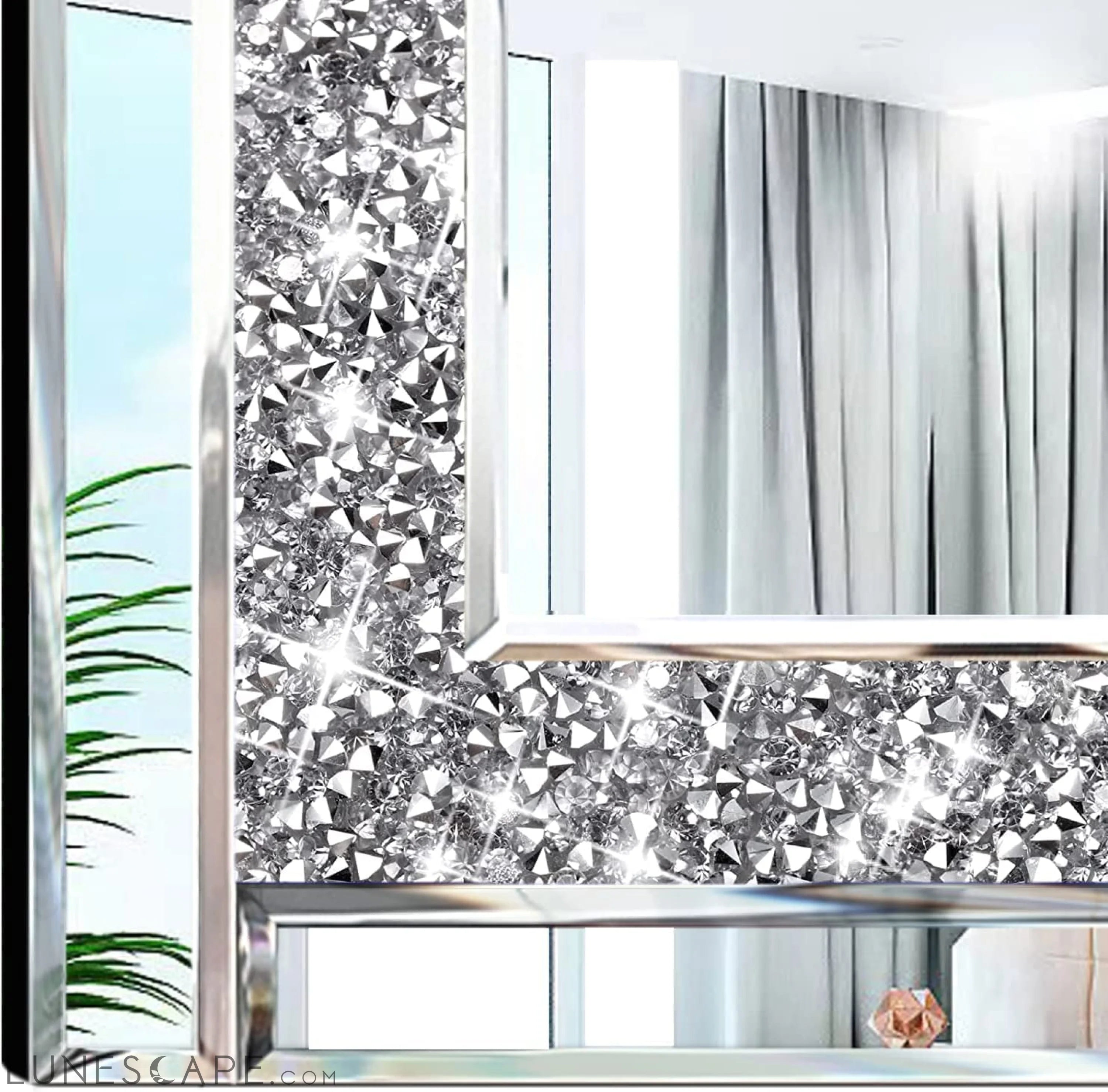 Crystal Crush Diamond Silver Mirror 2Pcs LUNESCAPE