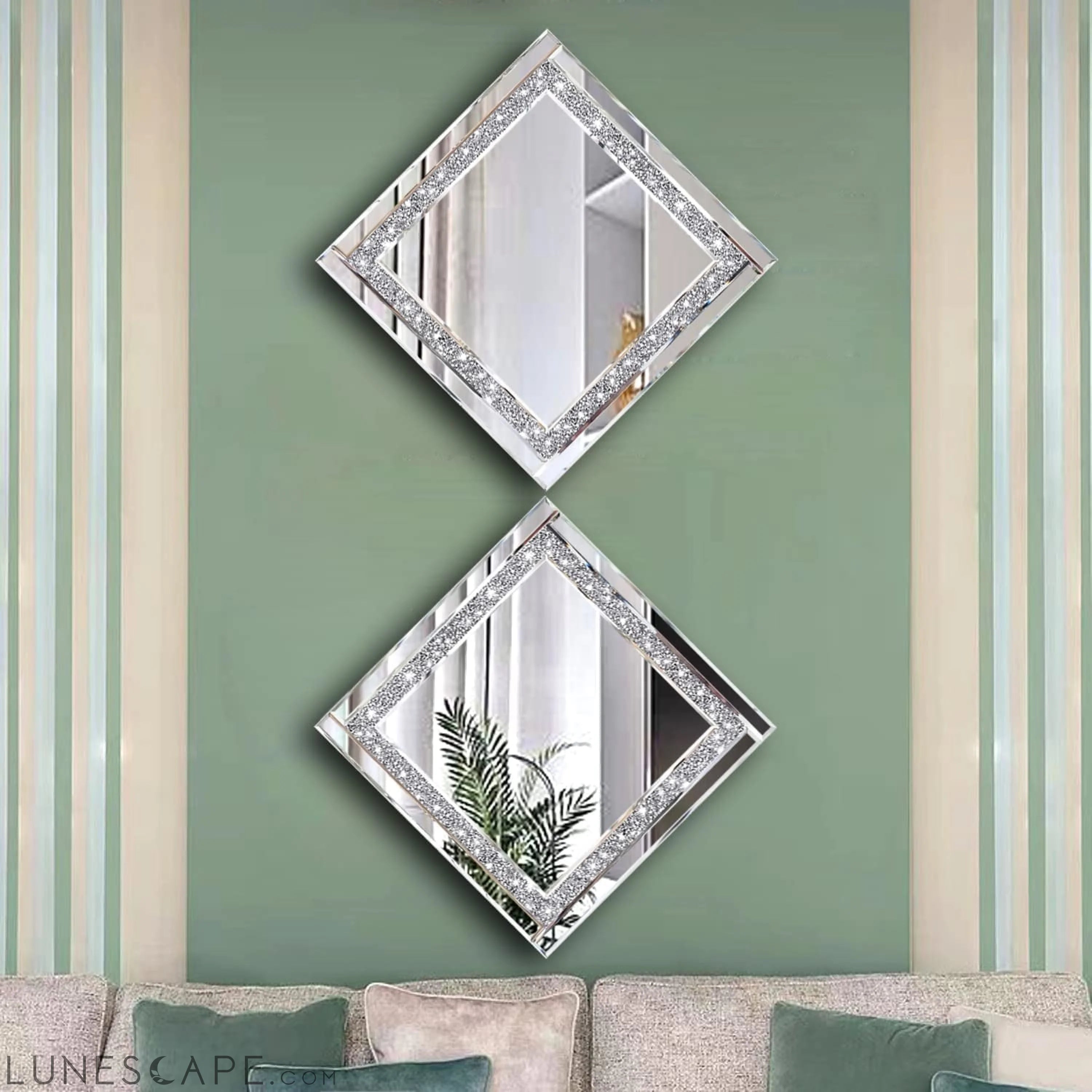 Crystal Crush Diamond Silver Mirror 2Pcs LUNESCAPE