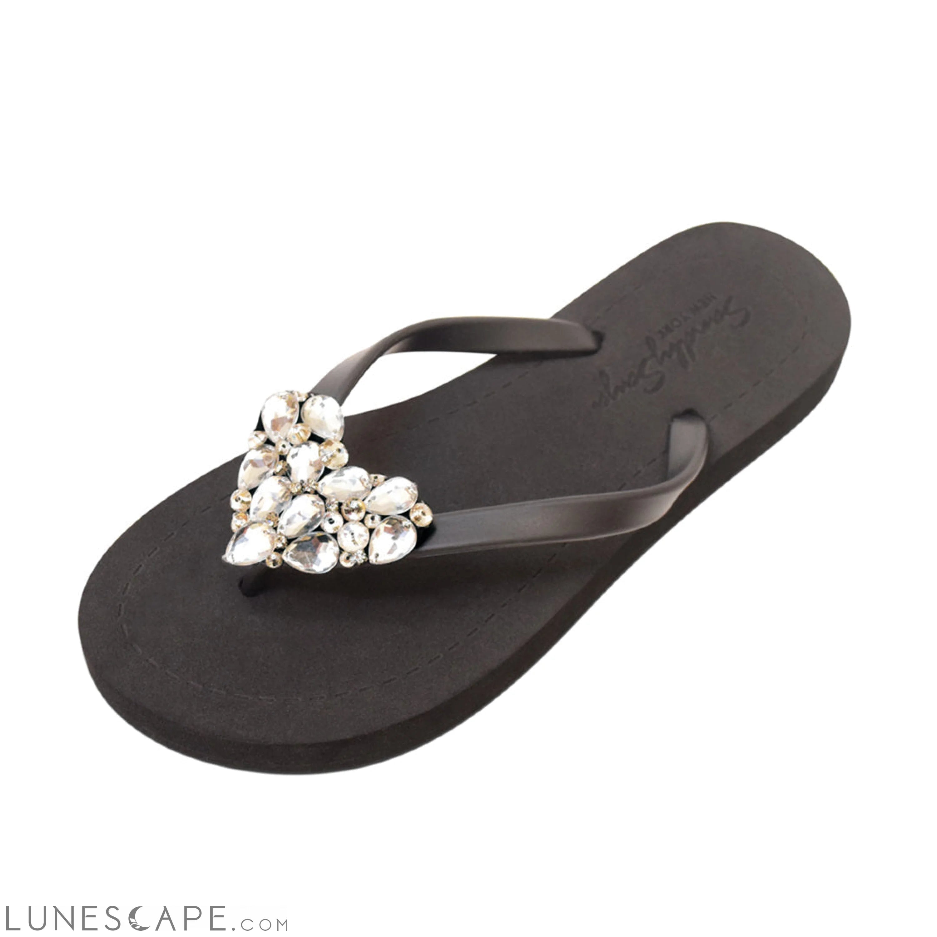 Crystal Heart - Big Kids Flip Flops Sandal Clear Rhine Stone Embellished Girls Flip Flops LUNESCAPE