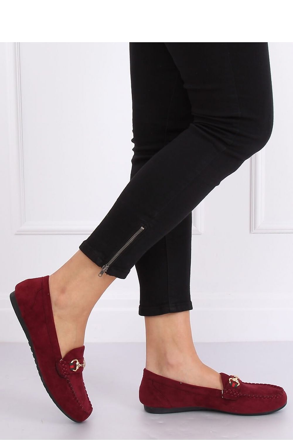 Bordeaux Eco-Suede Women’s Loafers with Gold Horsebit Detail