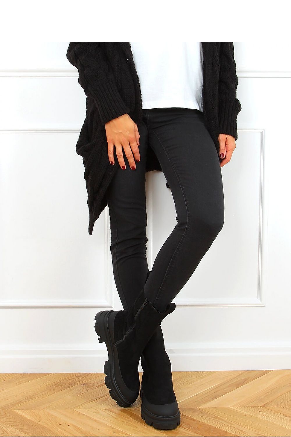 Tonal Black Platform Chelsea Boot with Chunky Rubber Sole for Women