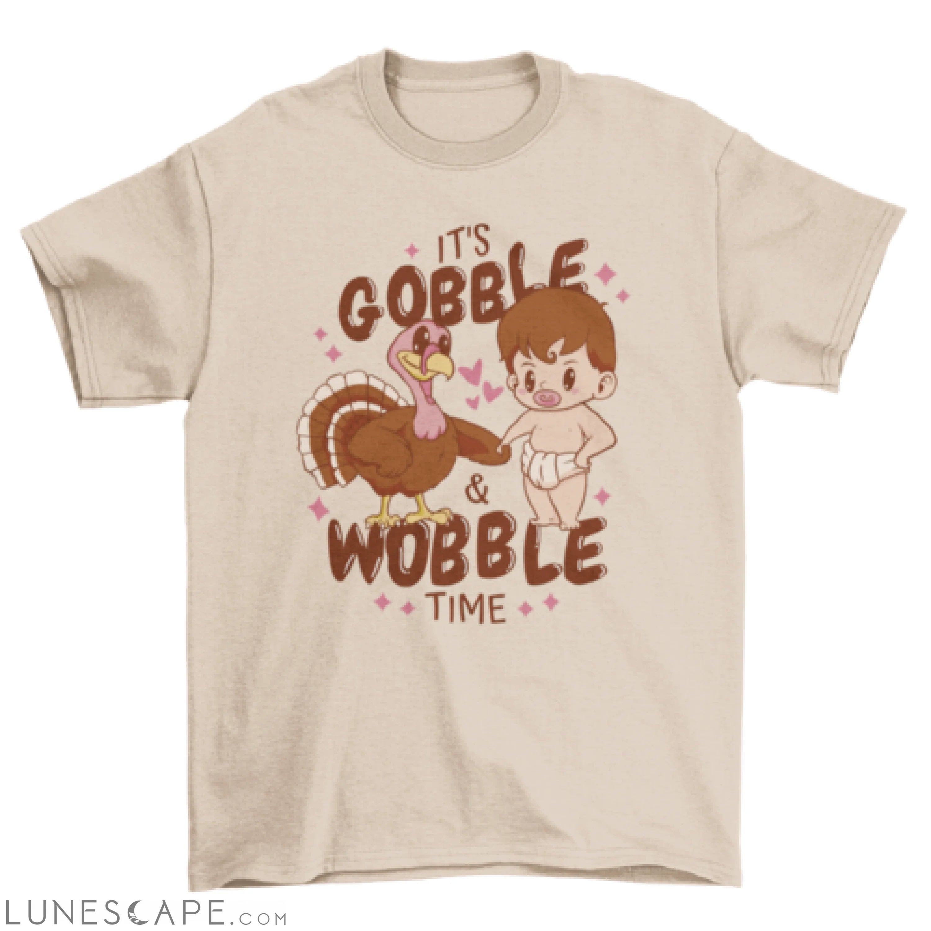 Cute Baby and Turkey Thanksgiving with quote 'It's gobble & wobble LUNESCAPE