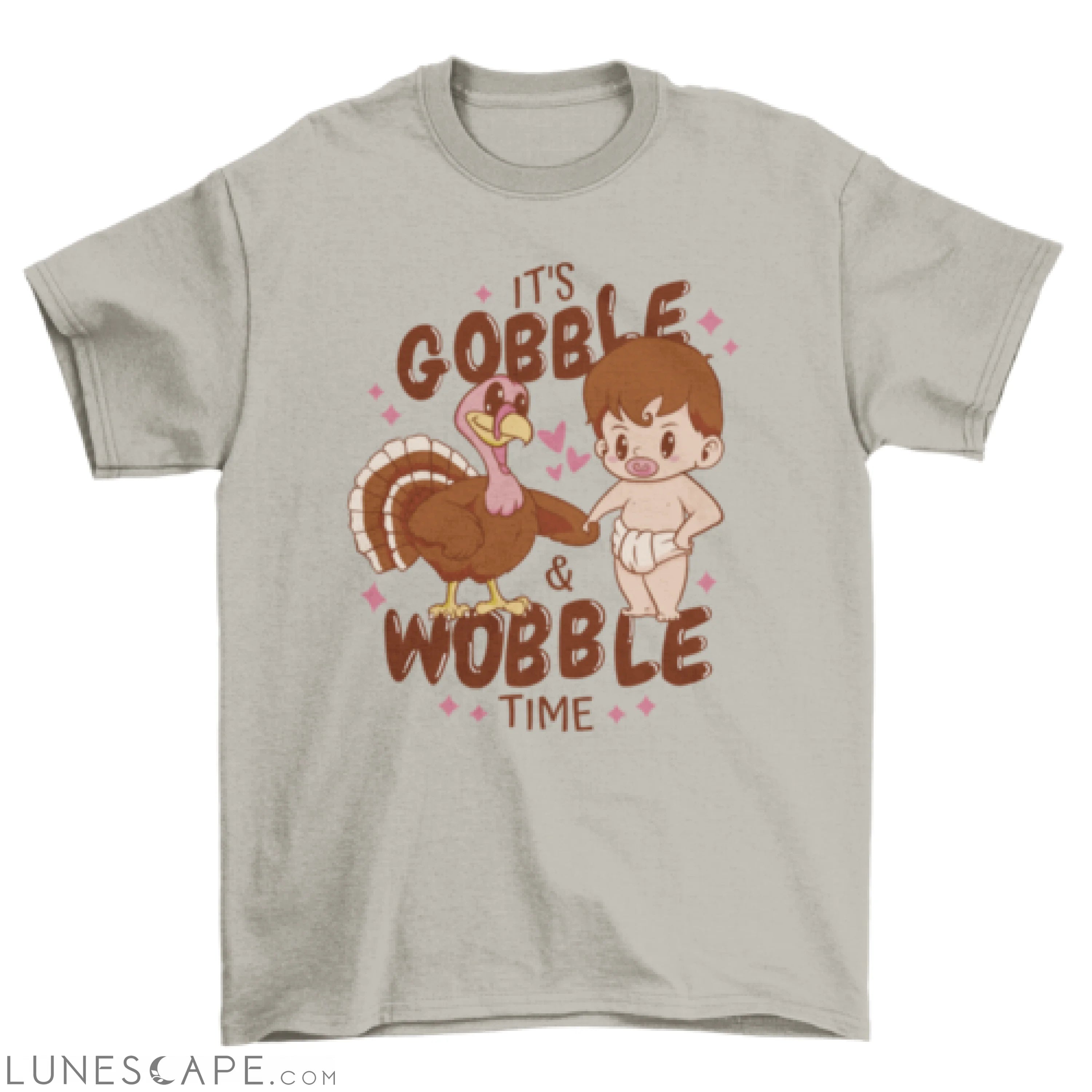 Cute Baby and Turkey Thanksgiving with quote 'It's gobble & wobble LUNESCAPE