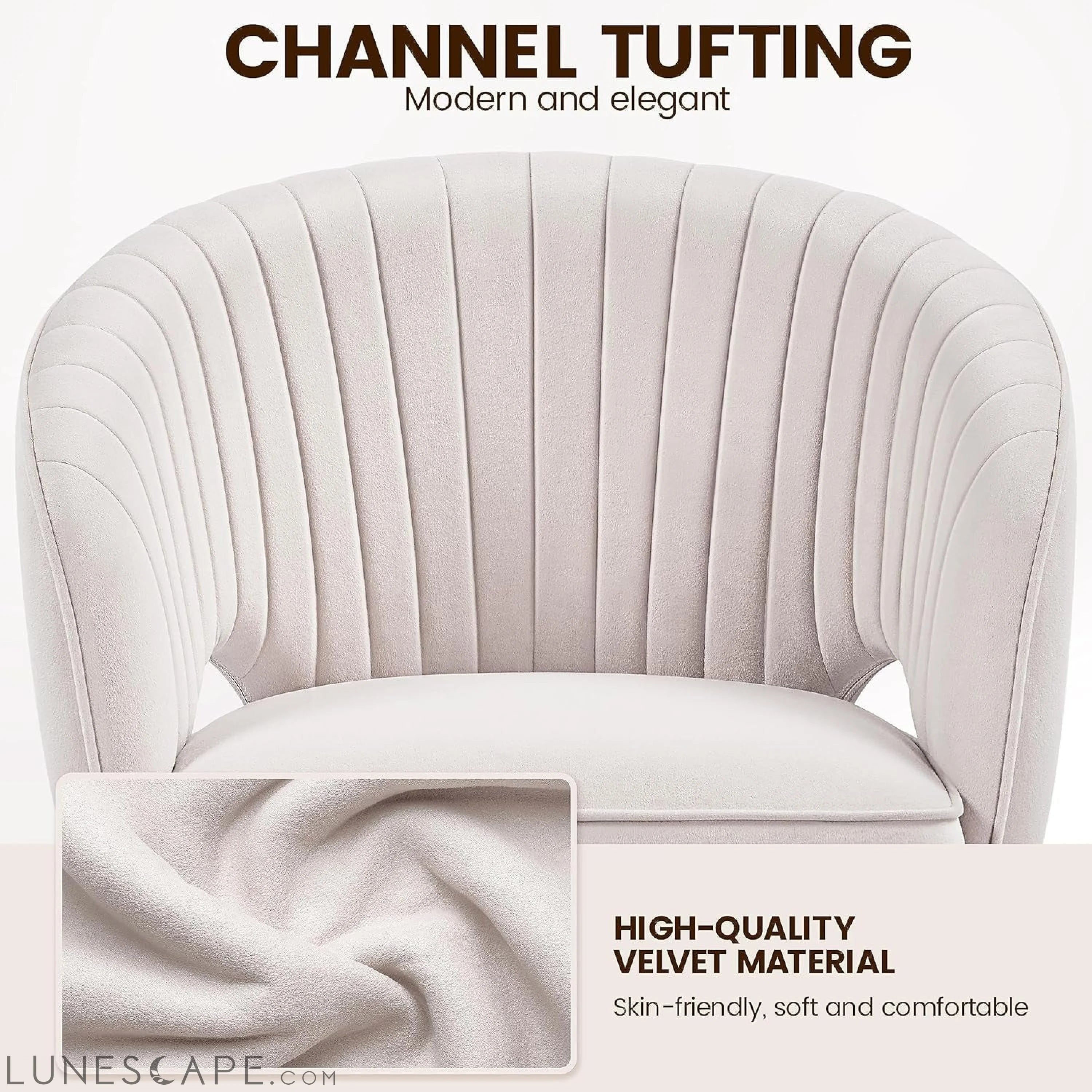 Cute Desk Chair Velvet Chair Vanity Chair with Wheels Home Office LUNESCAPE