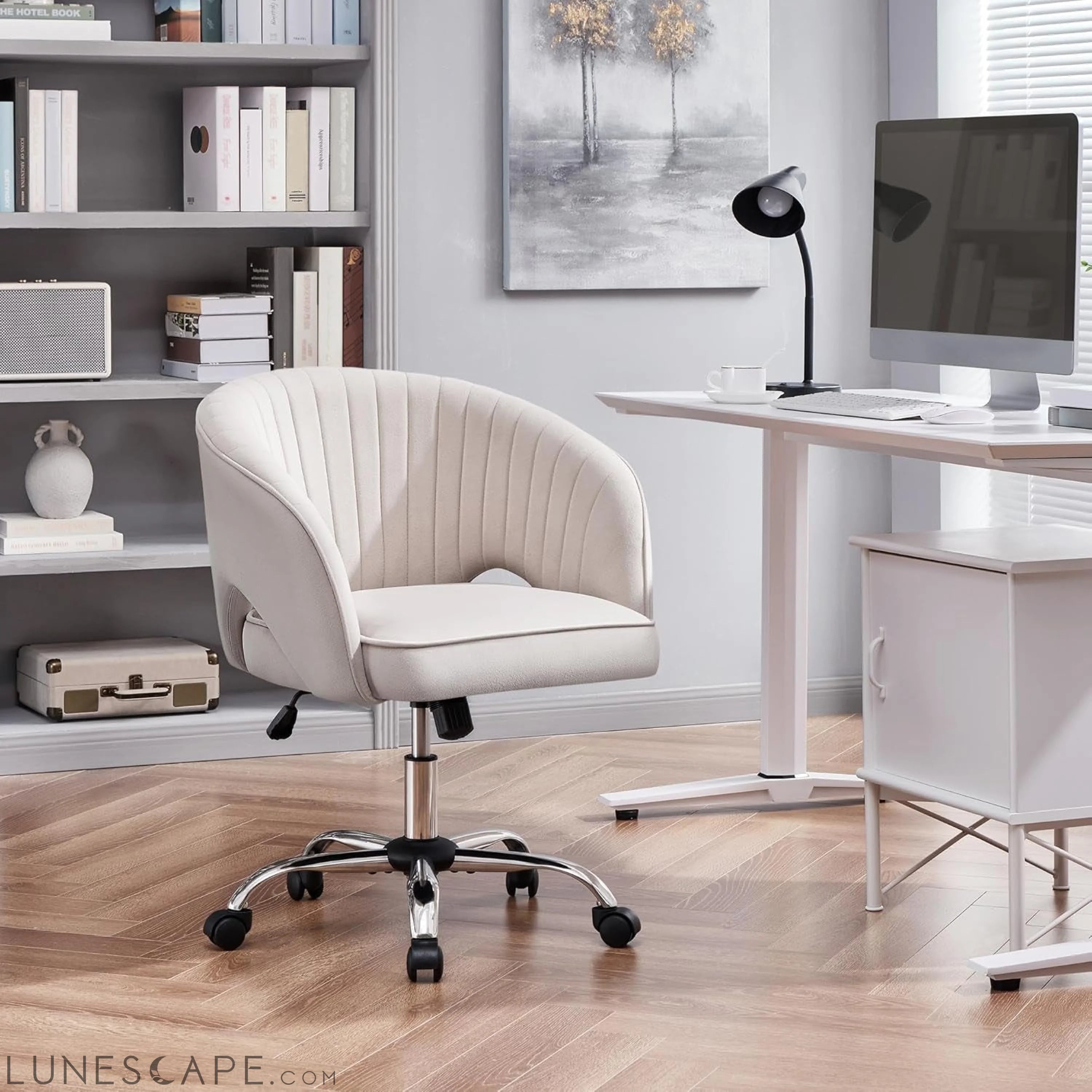 Cute Desk Chair Velvet Chair Vanity Chair with Wheels Home Office LUNESCAPE