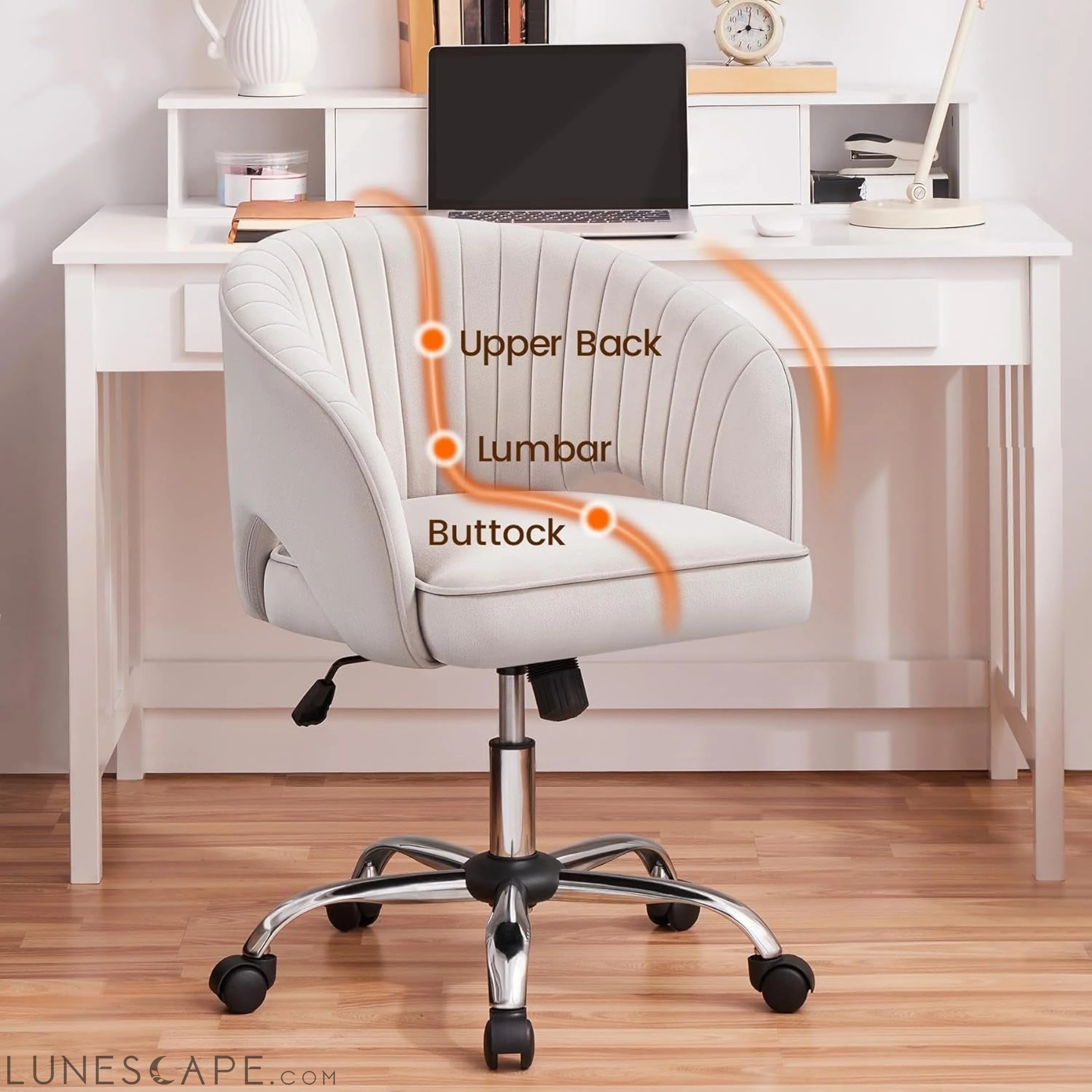 Cute Desk Chair Velvet Chair Vanity Chair with Wheels Home Office LUNESCAPE