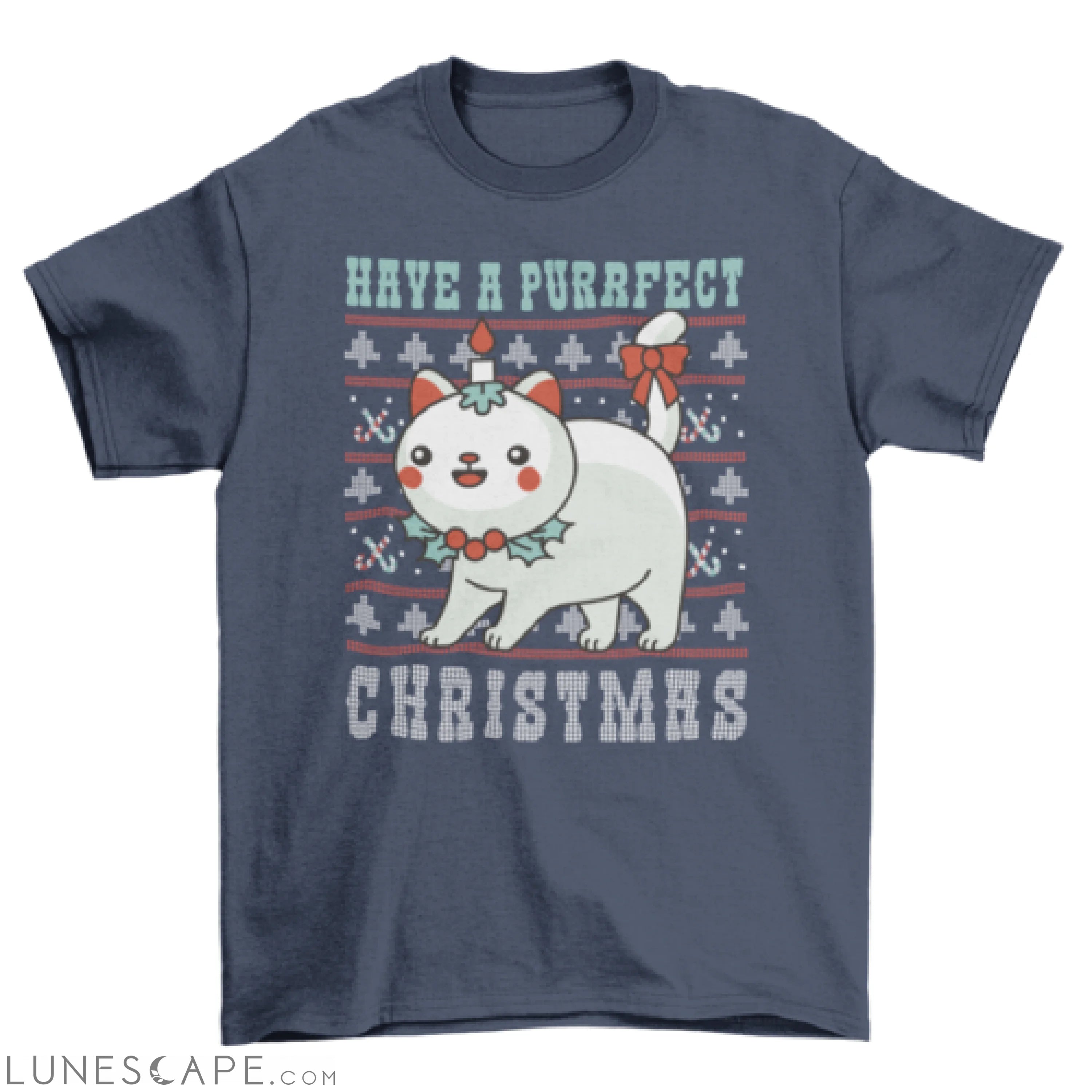 Cute purrfect Christmas cat t-shirt LUNESCAPE