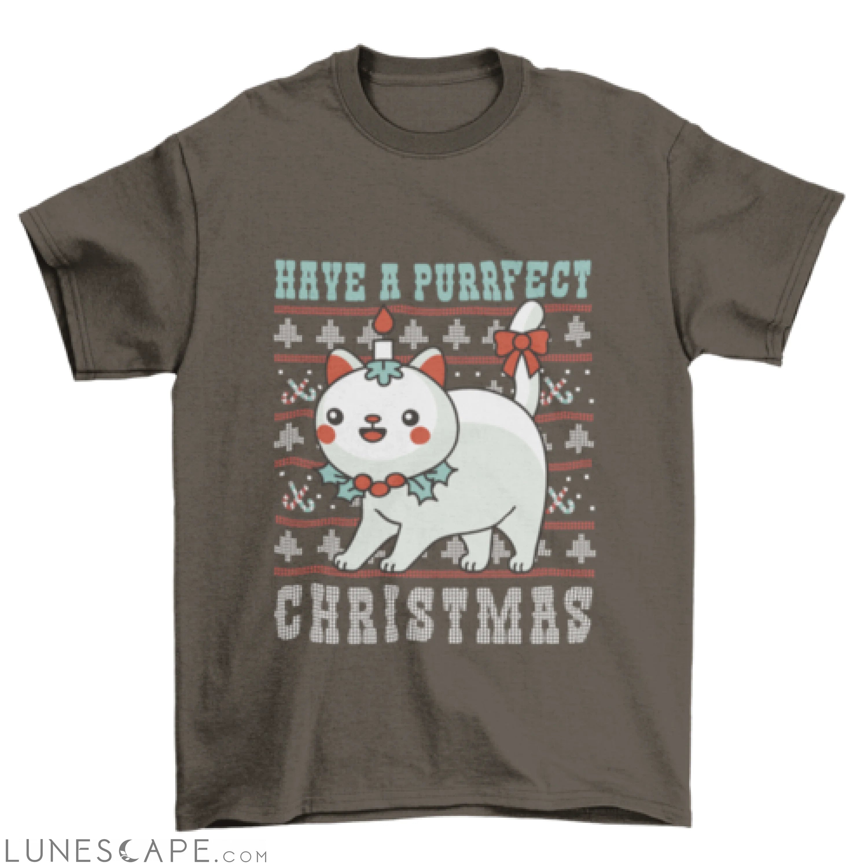 Cute purrfect Christmas cat t-shirt LUNESCAPE