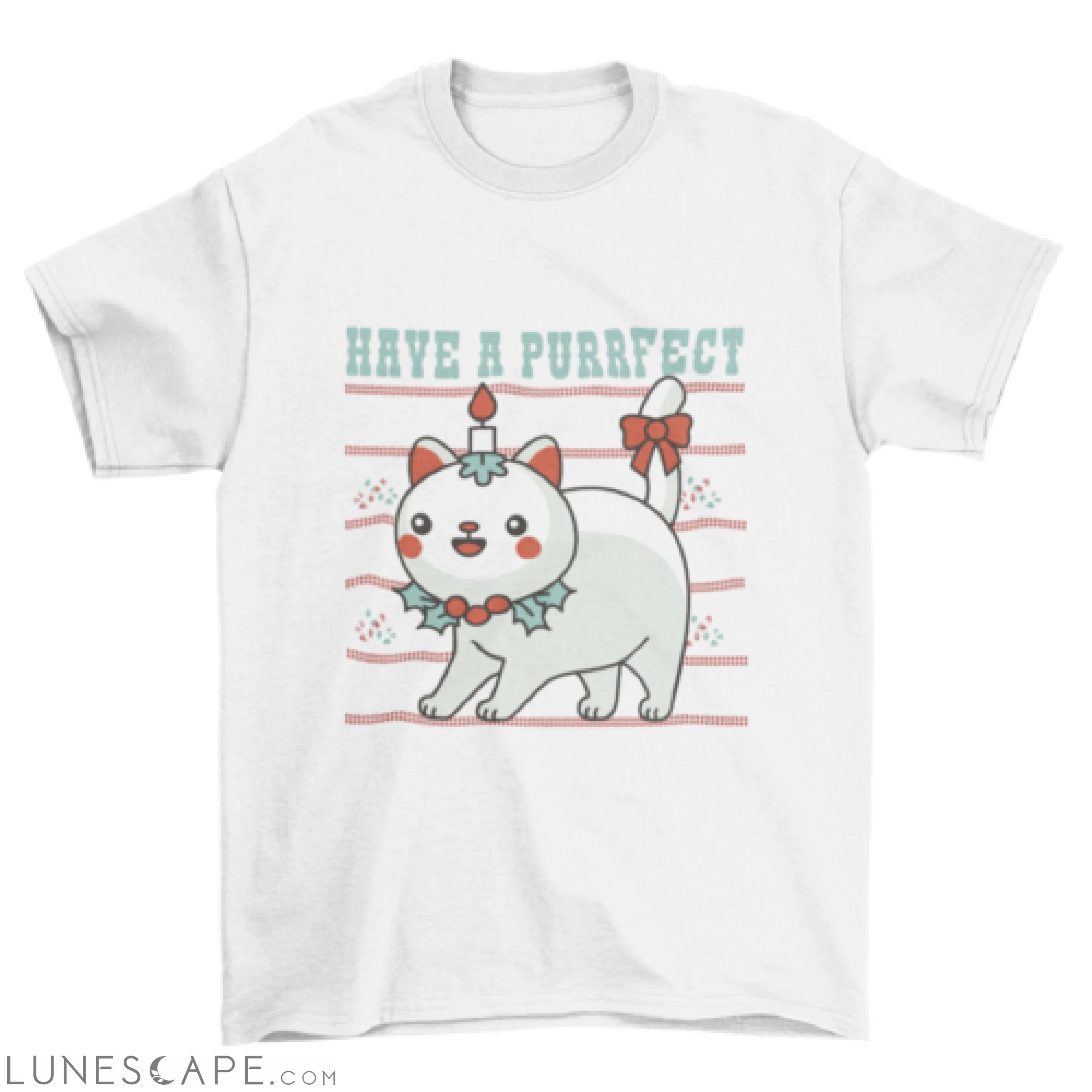 Cute purrfect Christmas cat t-shirt LUNESCAPE