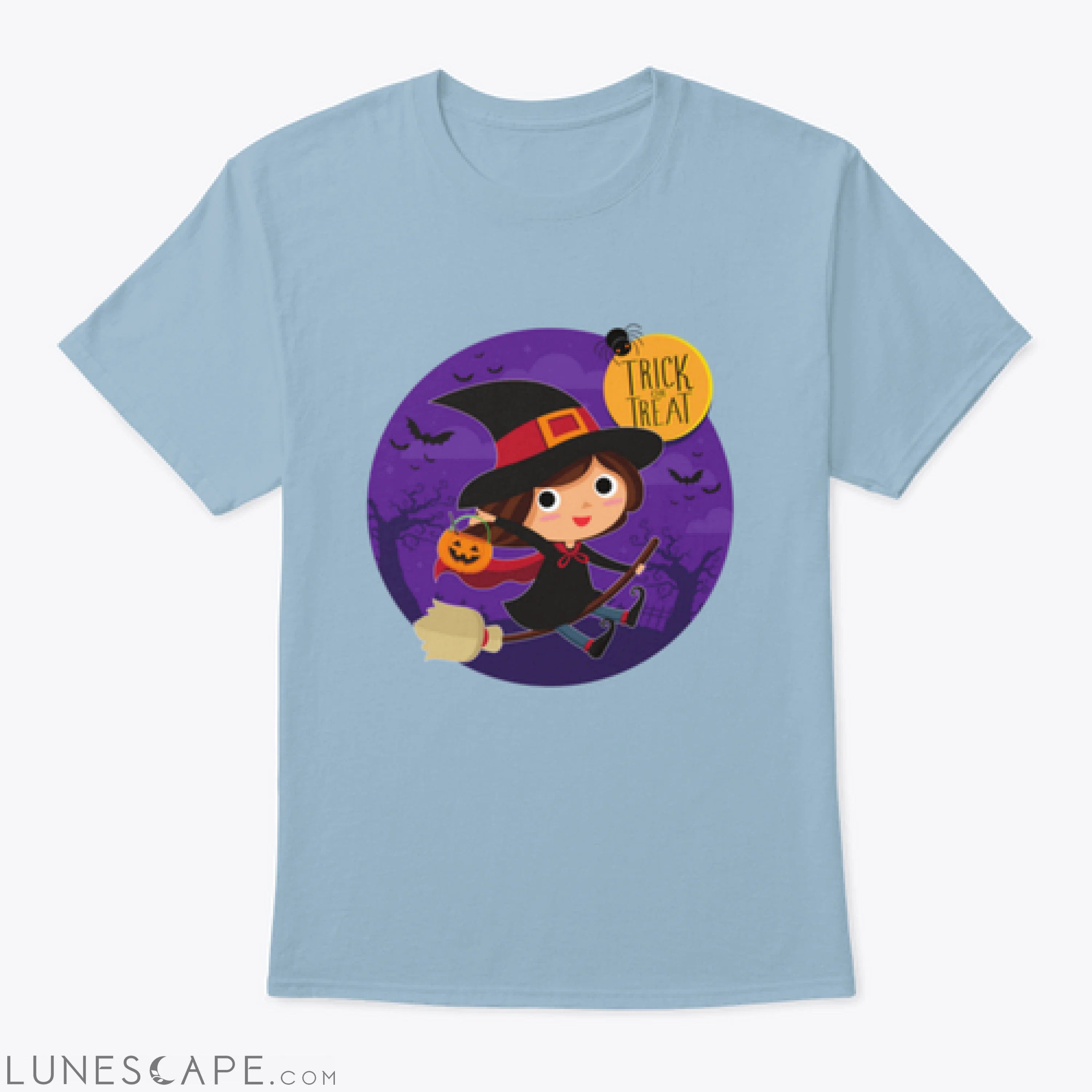 Cute Witch On Broom Vector Cartoon Illustration Shirt Design LUNESCAPE