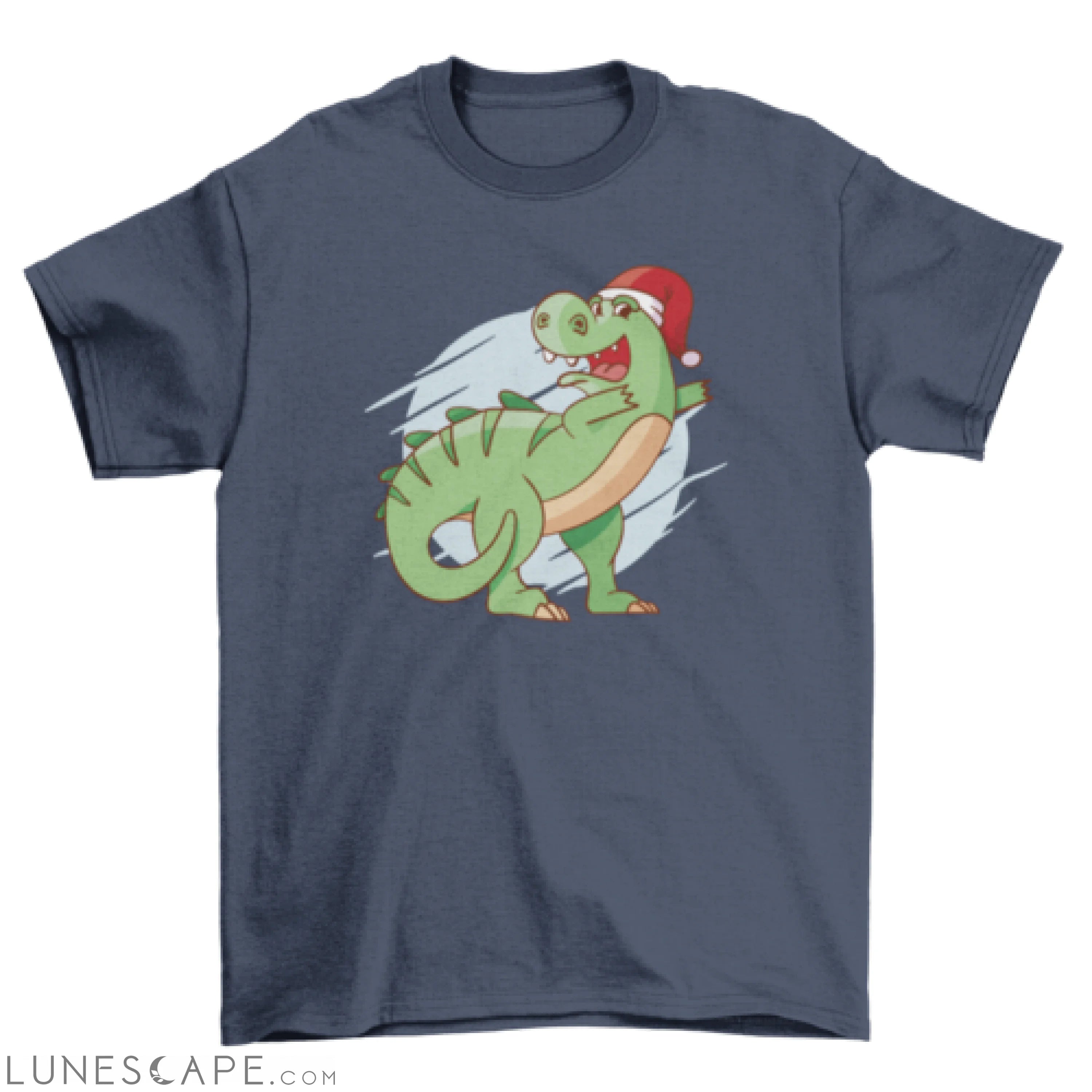 Dabbing dinosaur christmas t-shirt design LUNESCAPE