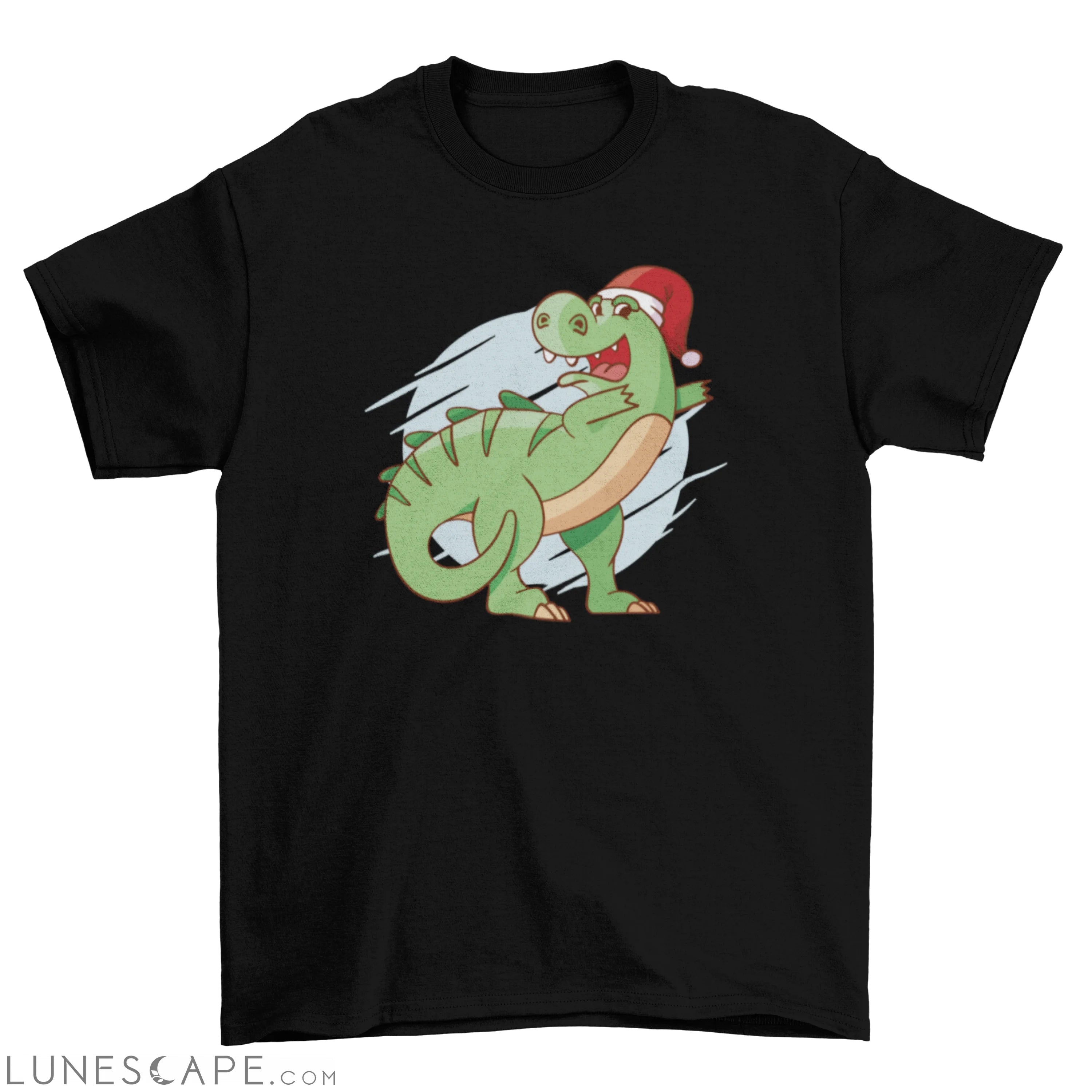 Dabbing dinosaur christmas t-shirt design LUNESCAPE