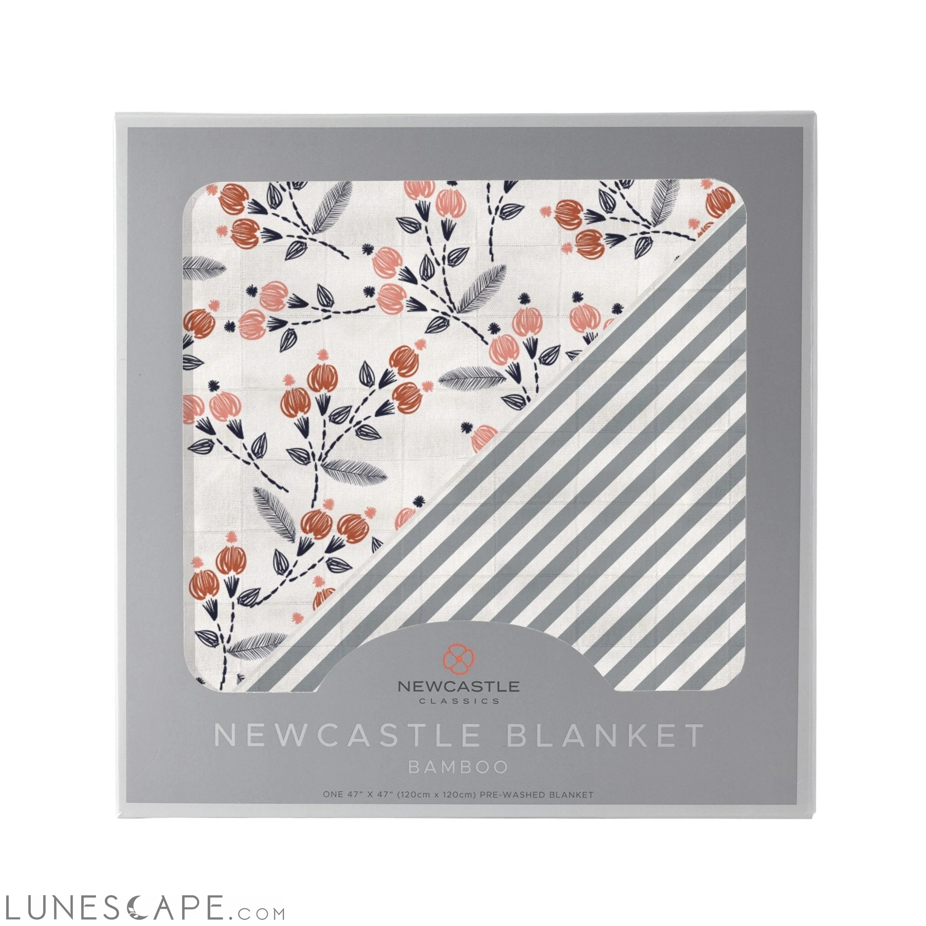 Dahlia Floral and Finley Stripe Bamboo Muslin Newcastle Blanket LUNESCAPE