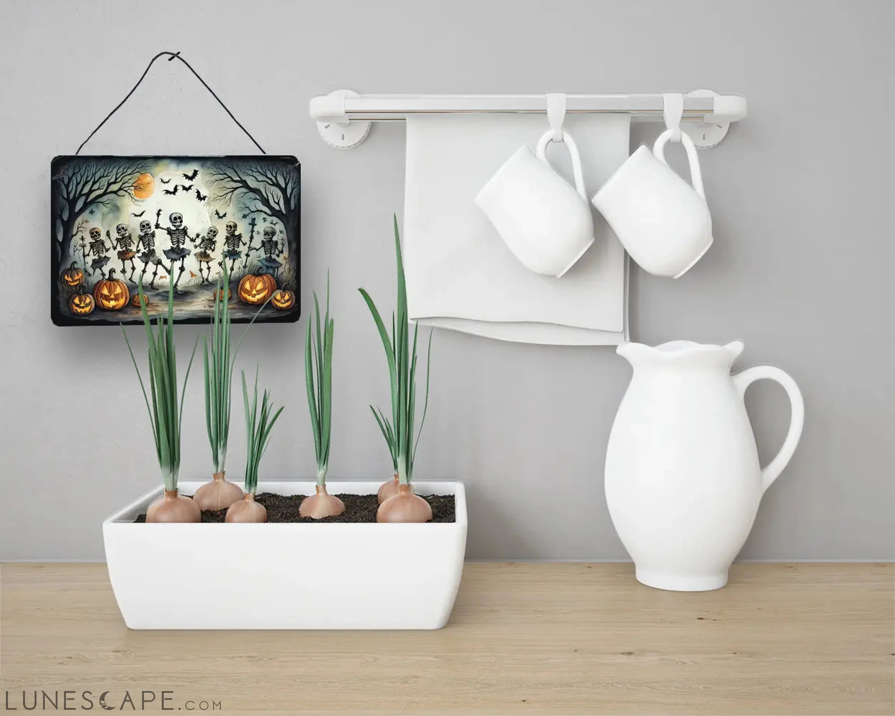 Dancing Skeletons Spooky Halloween Wall or Door Hanging Prints LUNESCAPE