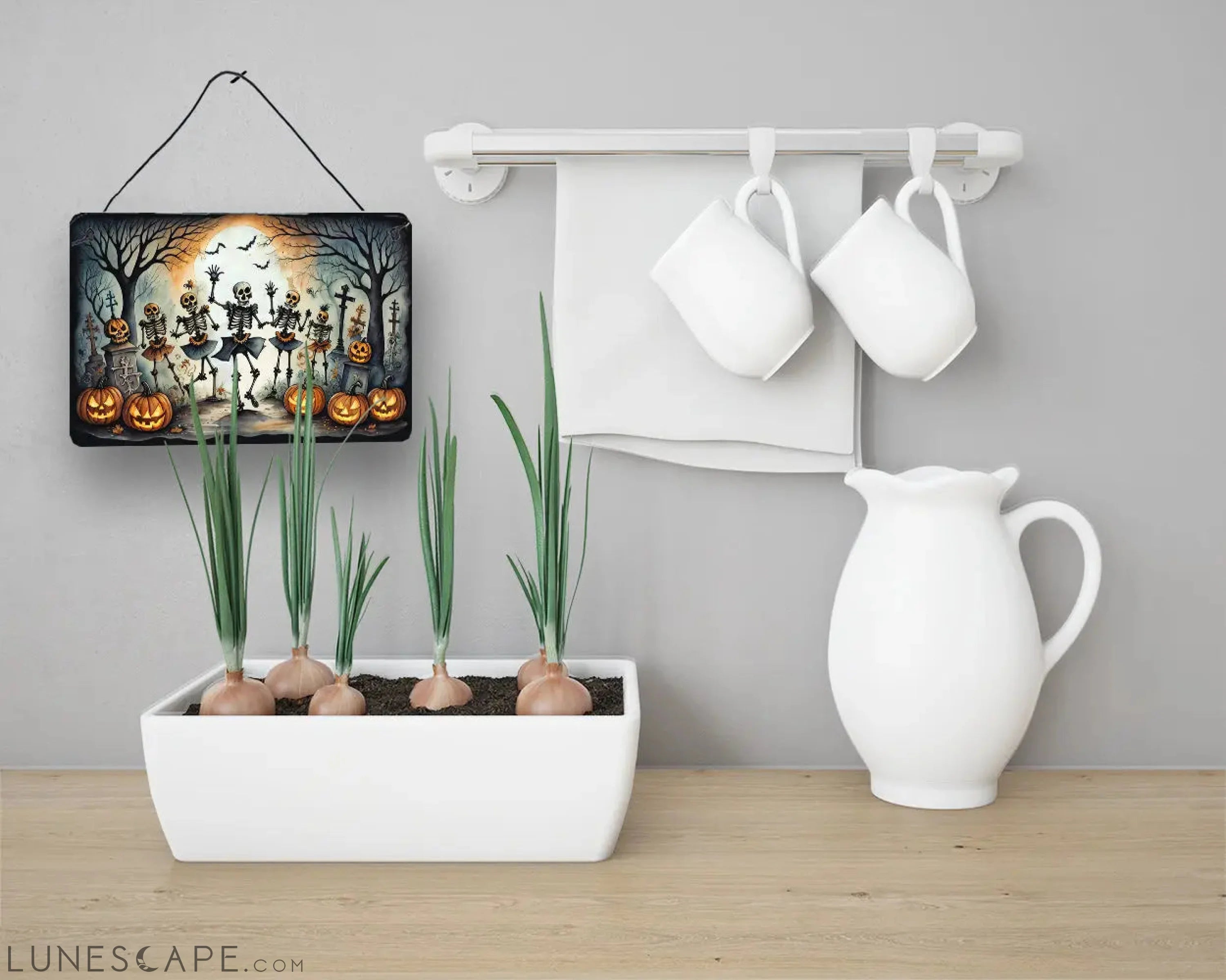 Dancing Skeletons Spooky Halloween Wall or Door Hanging Prints LUNESCAPE