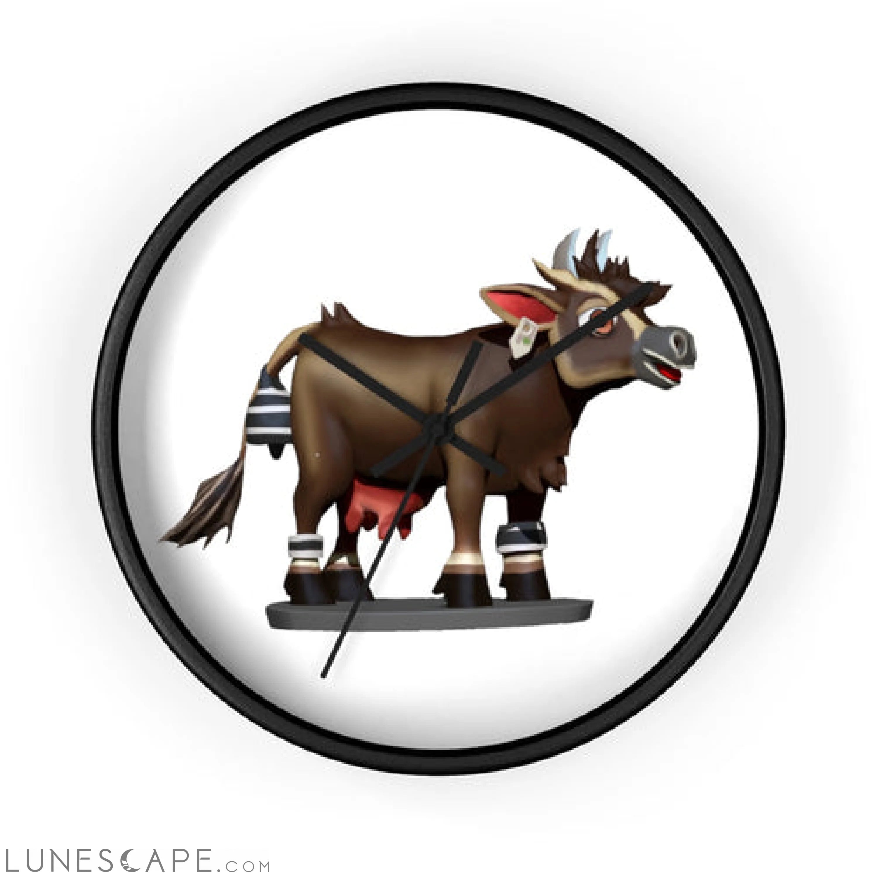 Dark Brown Cow Wall clock LUNESCAPE