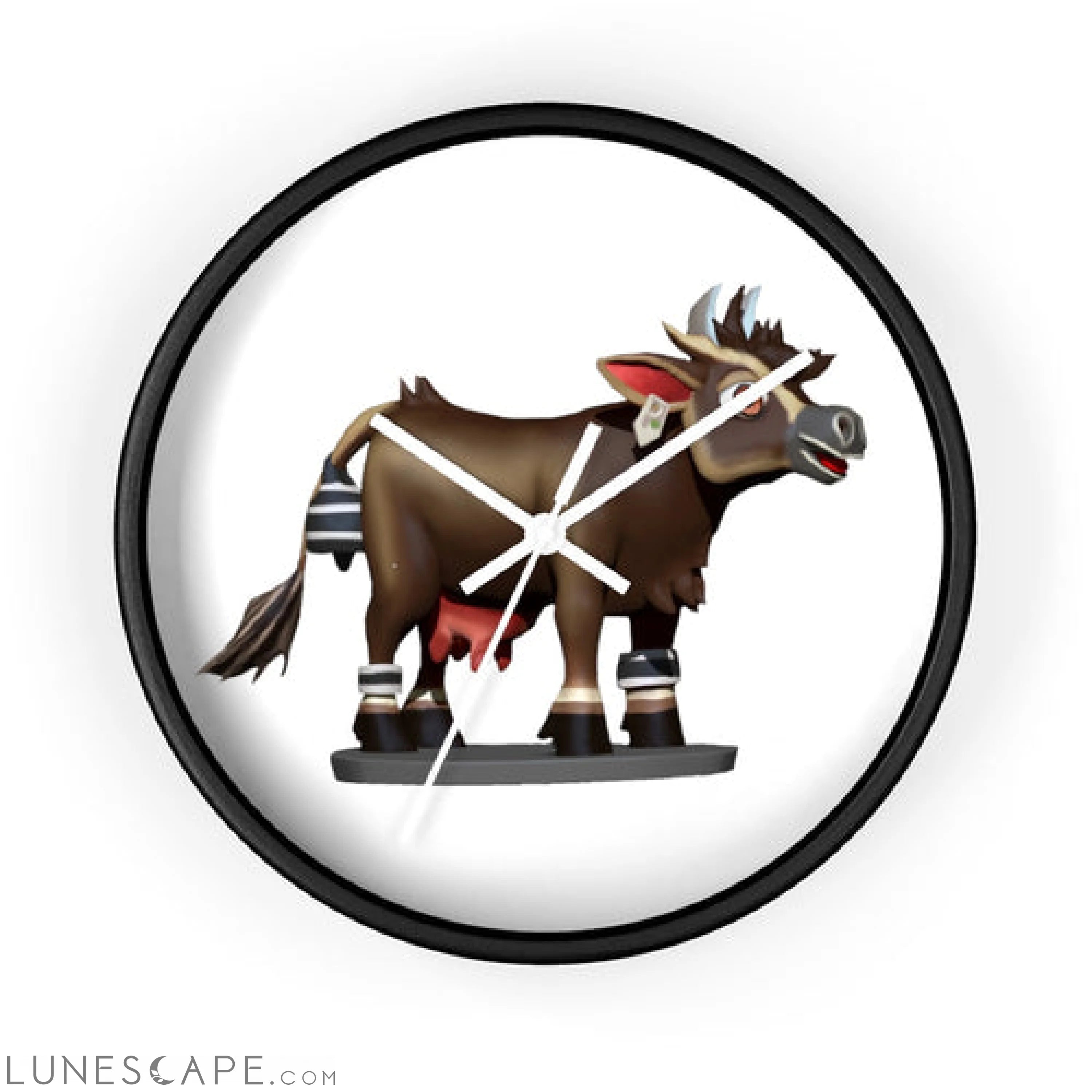 Dark Brown Cow Wall clock LUNESCAPE