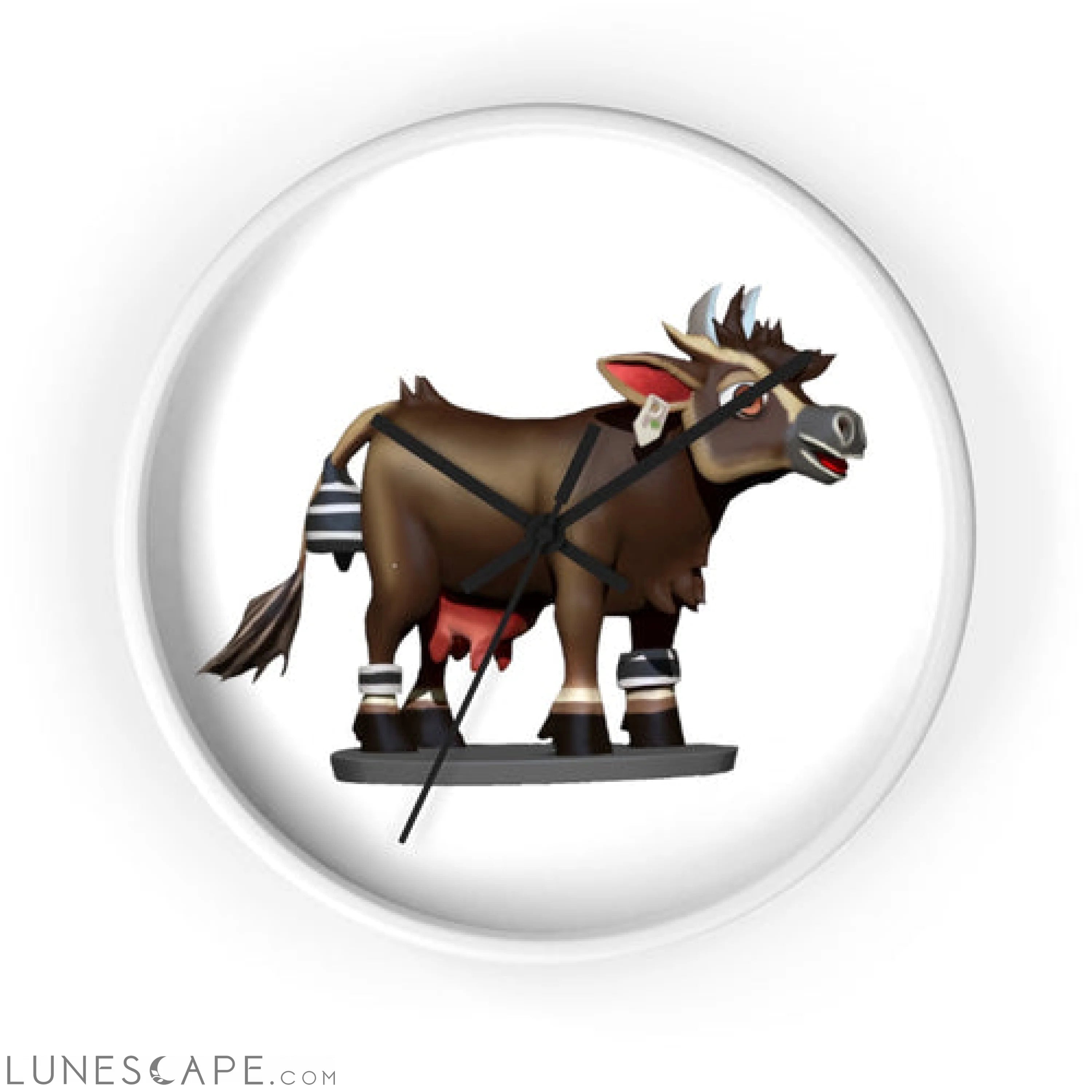 Dark Brown Cow Wall clock LUNESCAPE
