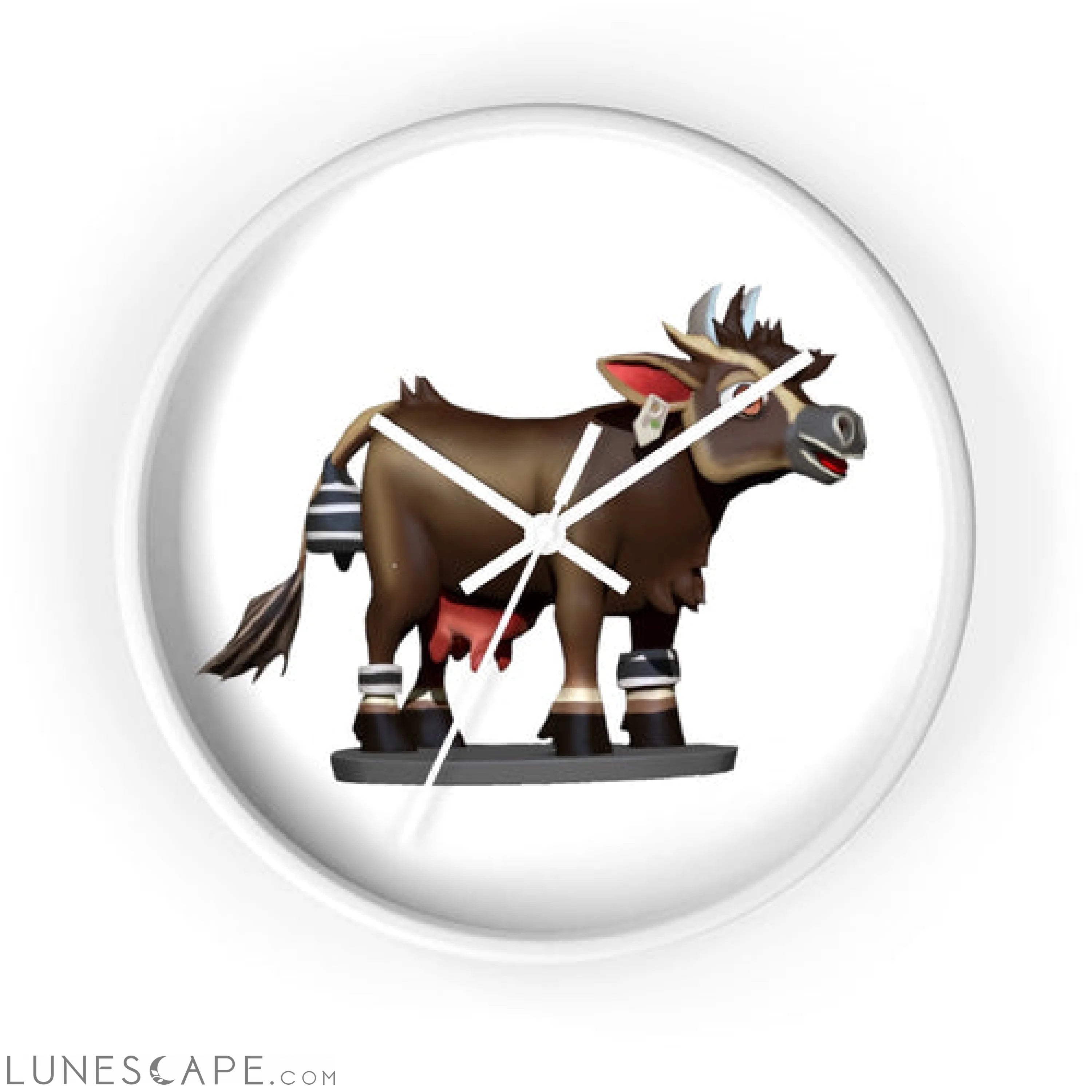 Dark Brown Cow Wall clock LUNESCAPE