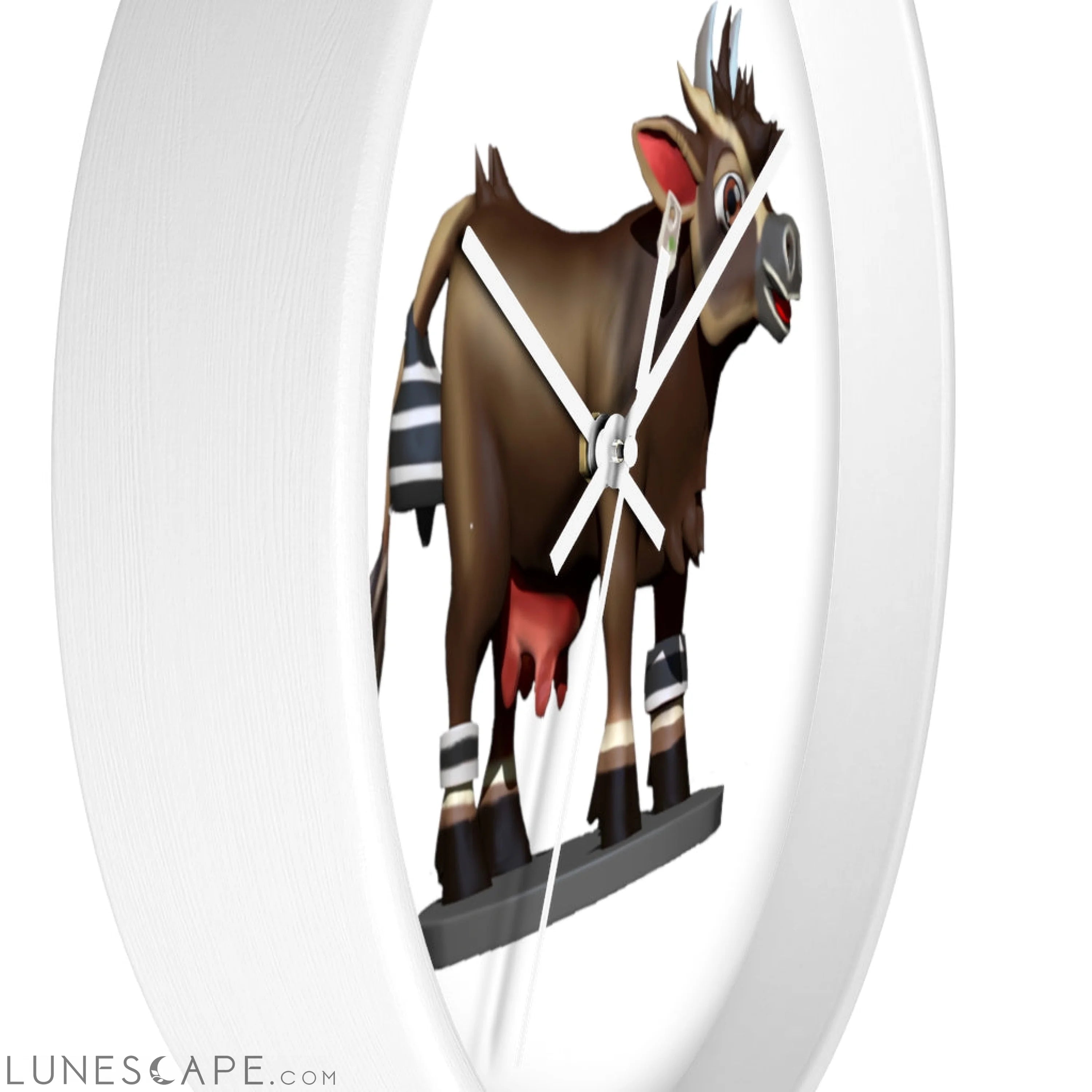 Dark Brown Cow Wall clock LUNESCAPE