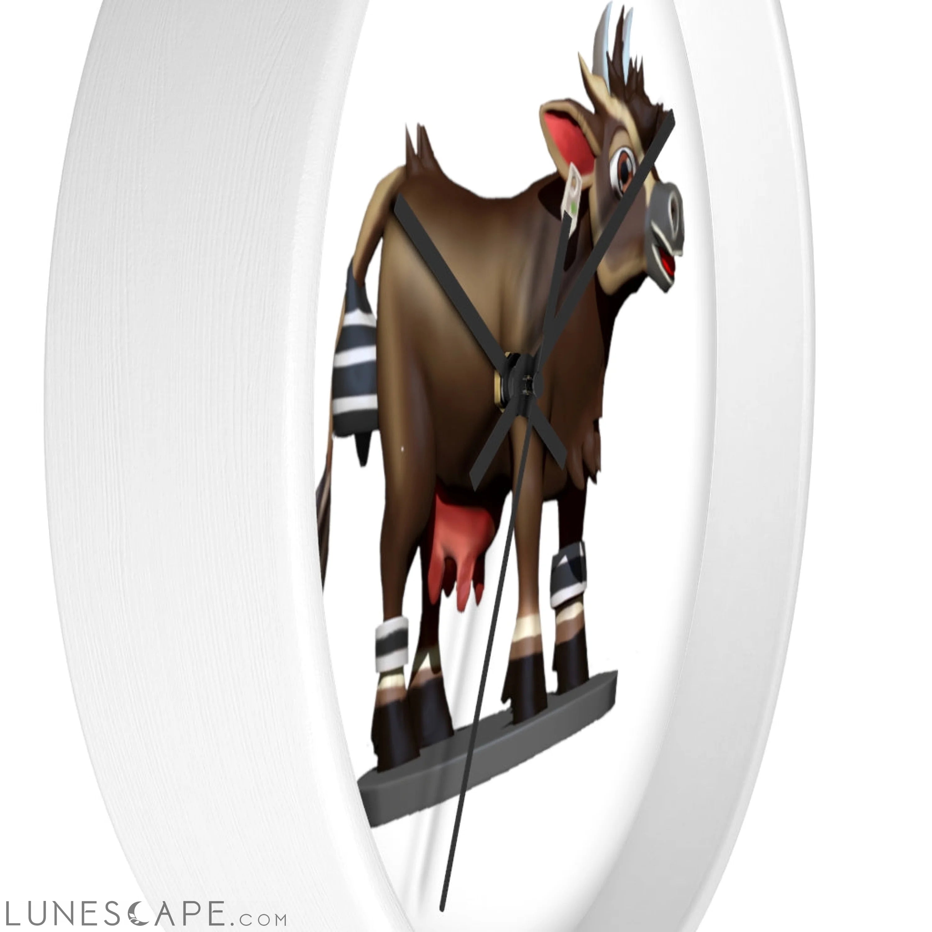 Dark Brown Cow Wall clock LUNESCAPE