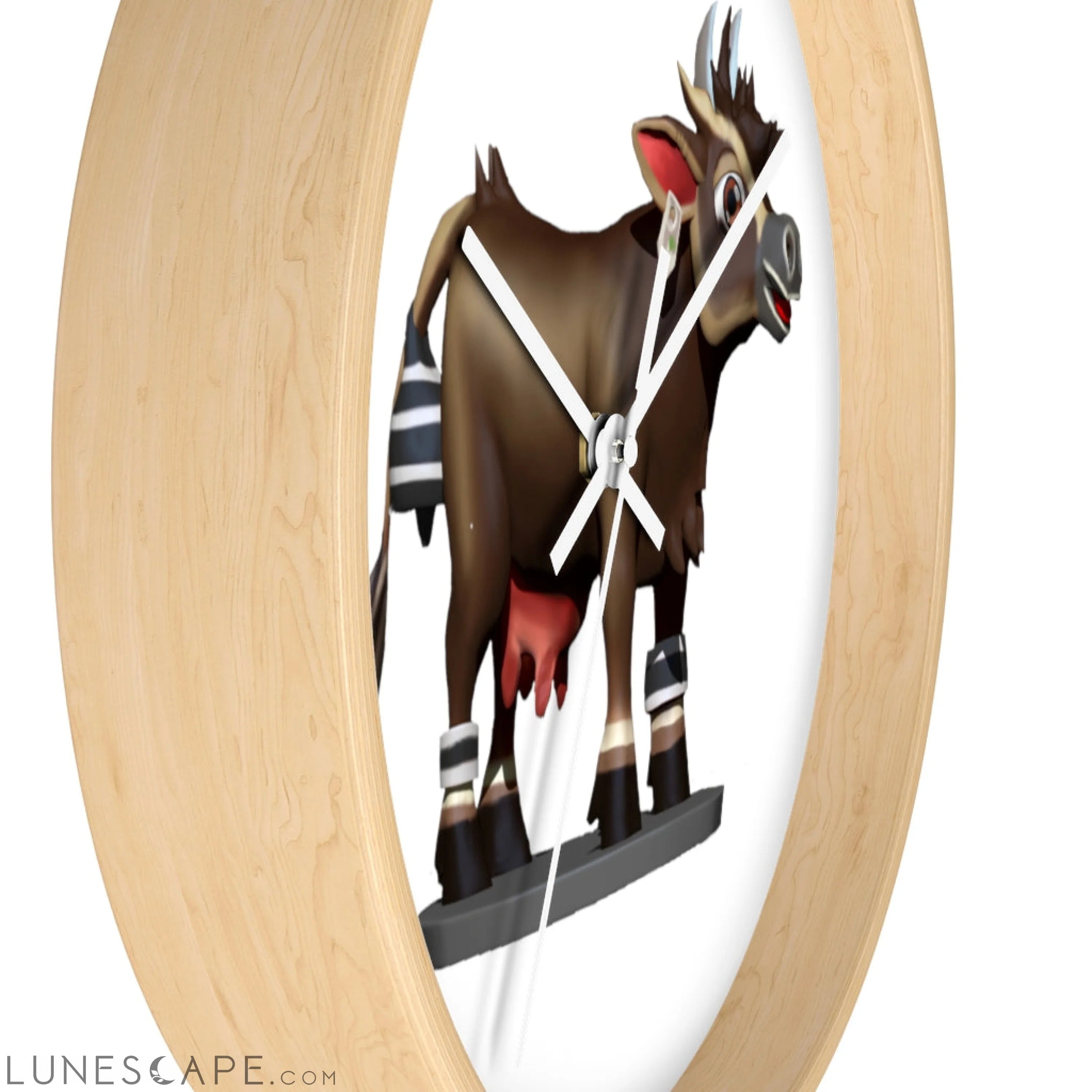 Dark Brown Cow Wall clock LUNESCAPE
