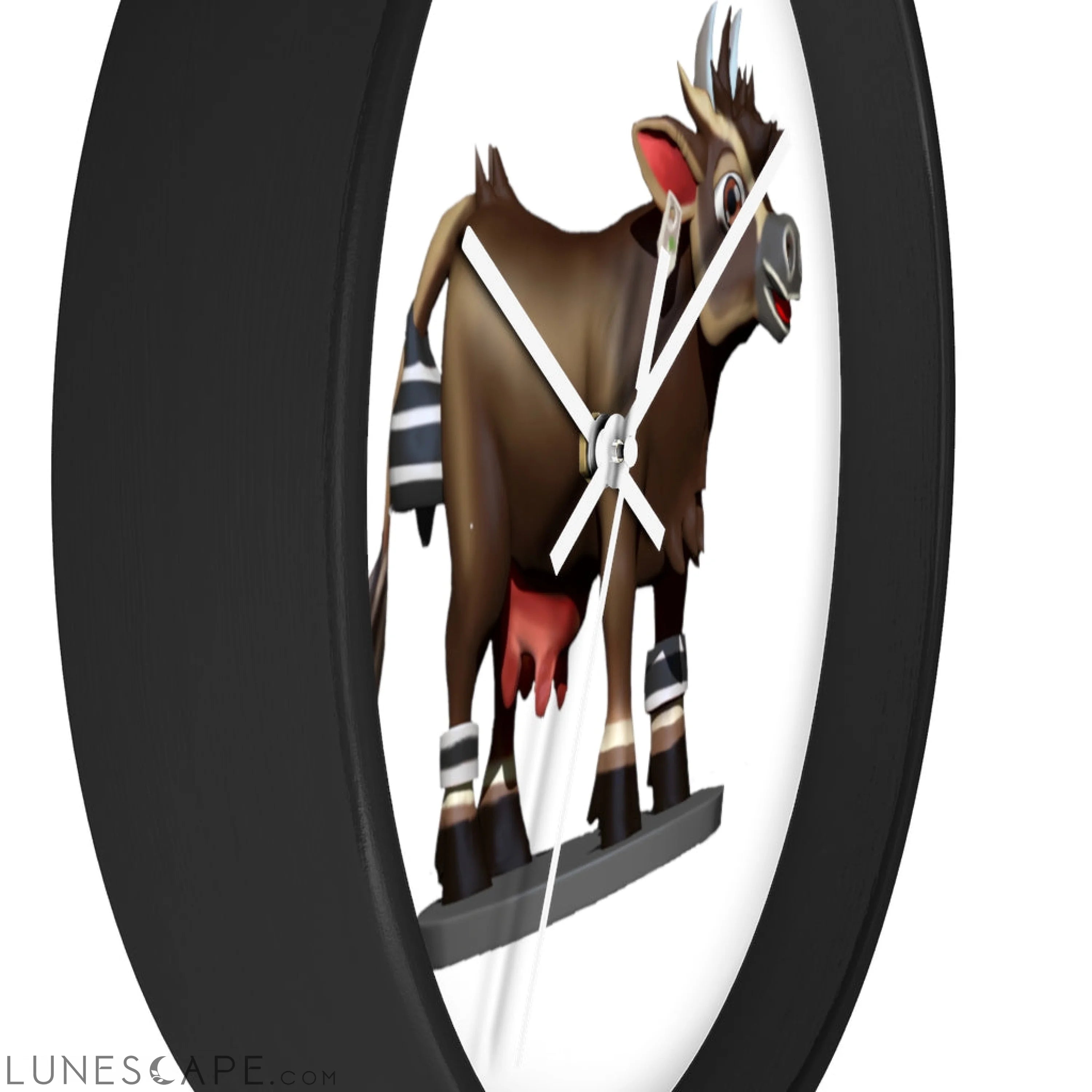 Dark Brown Cow Wall clock LUNESCAPE